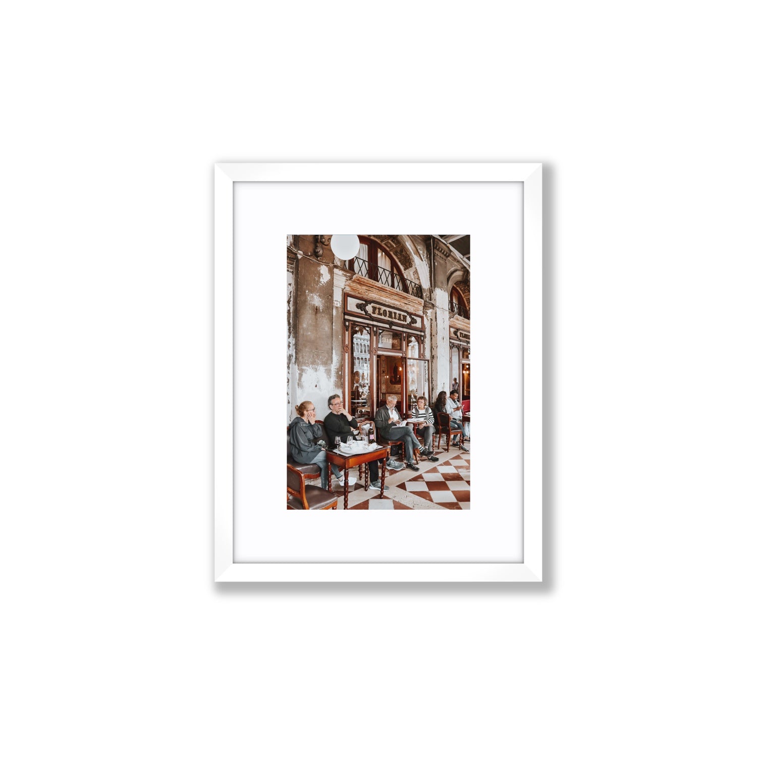 Tea Room Venice Italian wall art Small fine art print in white frame with matboard