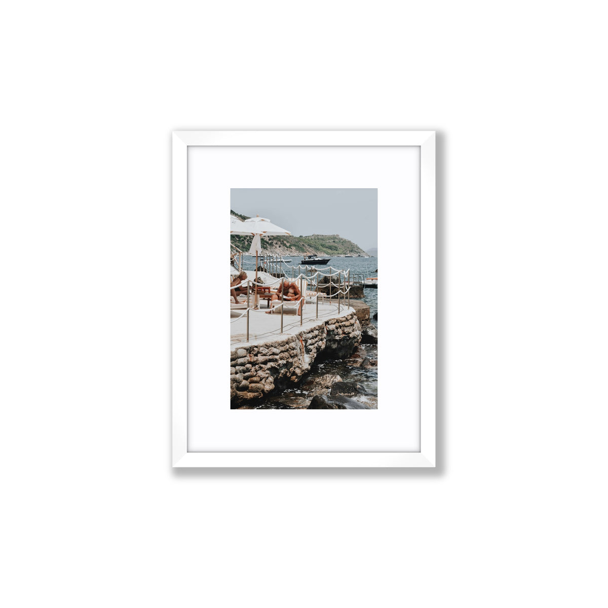 Nonno e Nonna Tuscany coastal Italian wall art Small fine art print in white frame with matboard