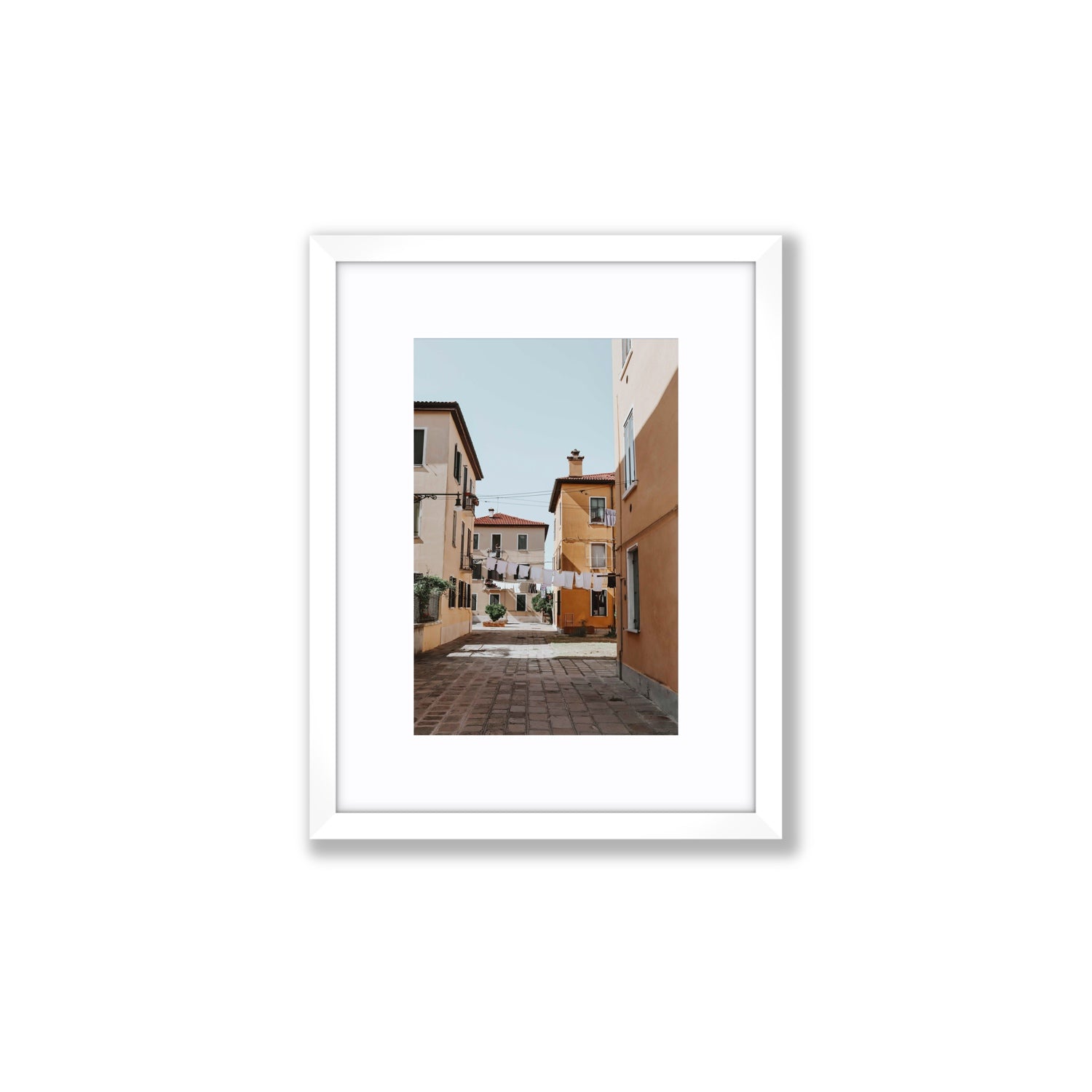 Terraferma Venice Italian wall art Small fine art print in white frame with matboard