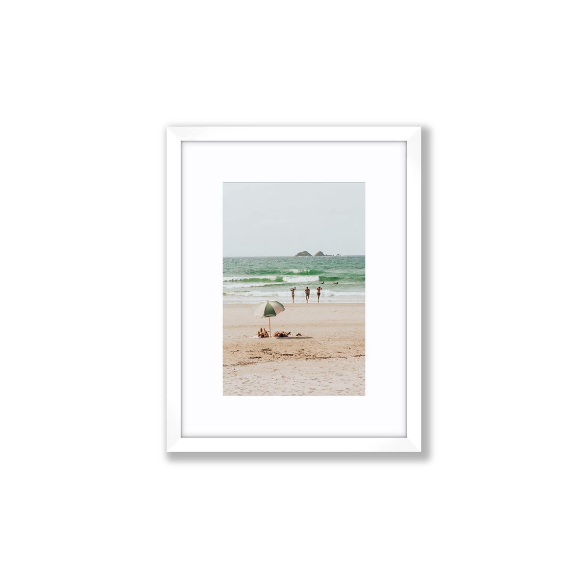 Escape The Ordinary Byron Bay coastal decor wall art Small fine art print in white frame with matboard
