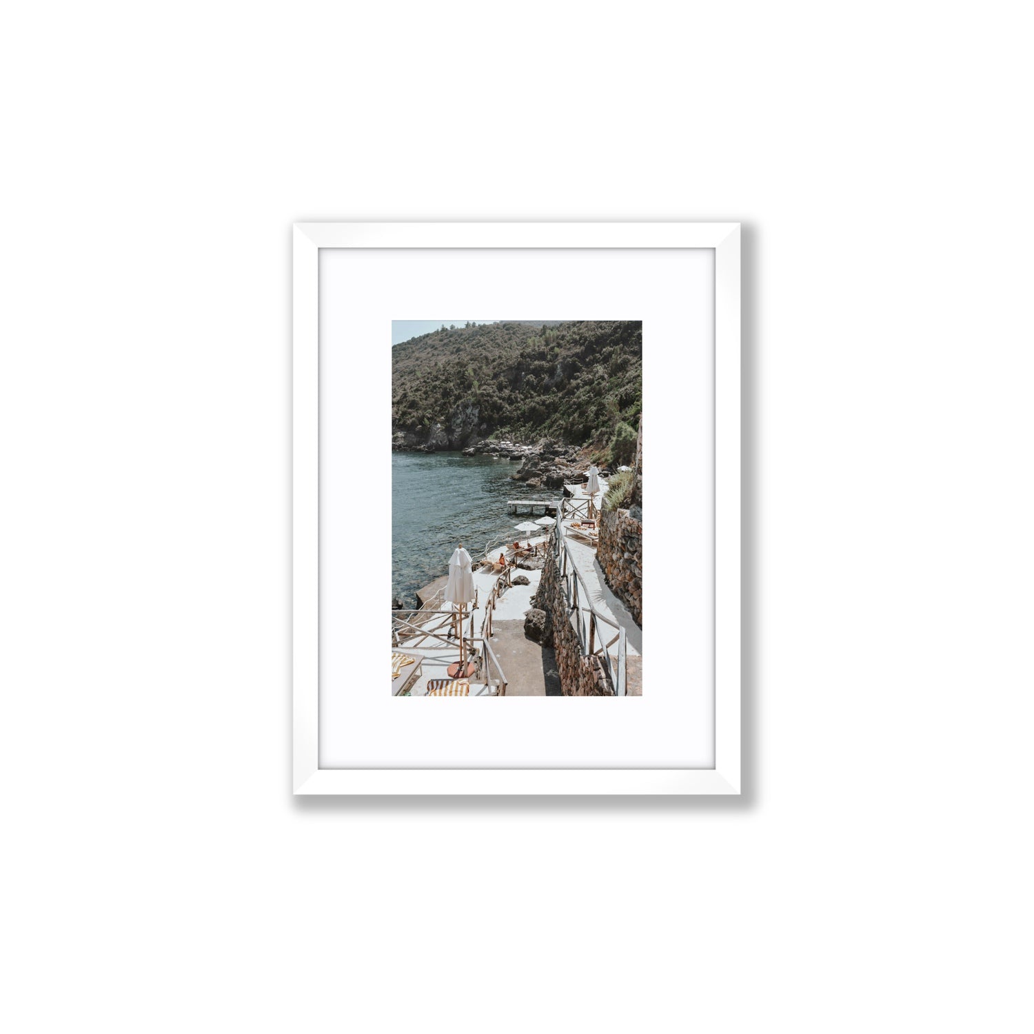 L'Estate Tuscany coastal Italian wall art Small fine art print in white frame with matboard