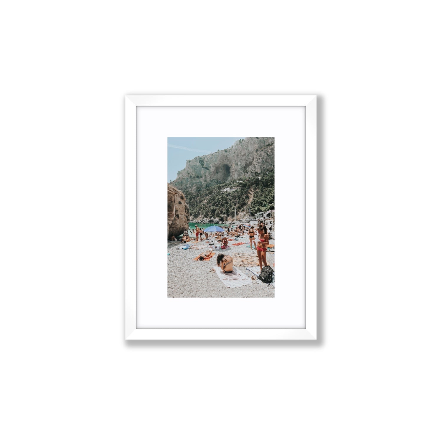 Marina Piccola Capri Mediterranean wall art Small fine art print in white frame with matboard