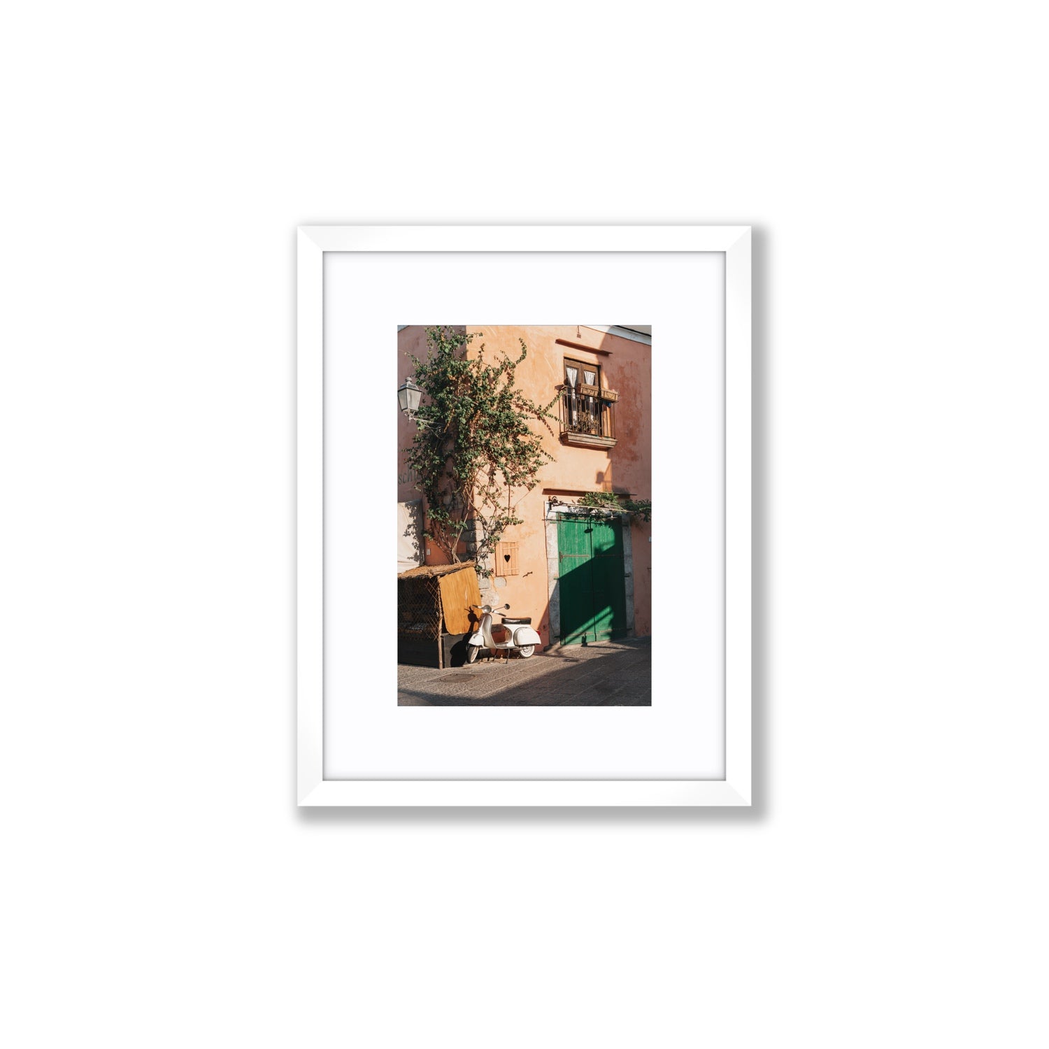 La Casa Ischia Italian Mediterranean decor wall art Small fine art print in white frame with matboard