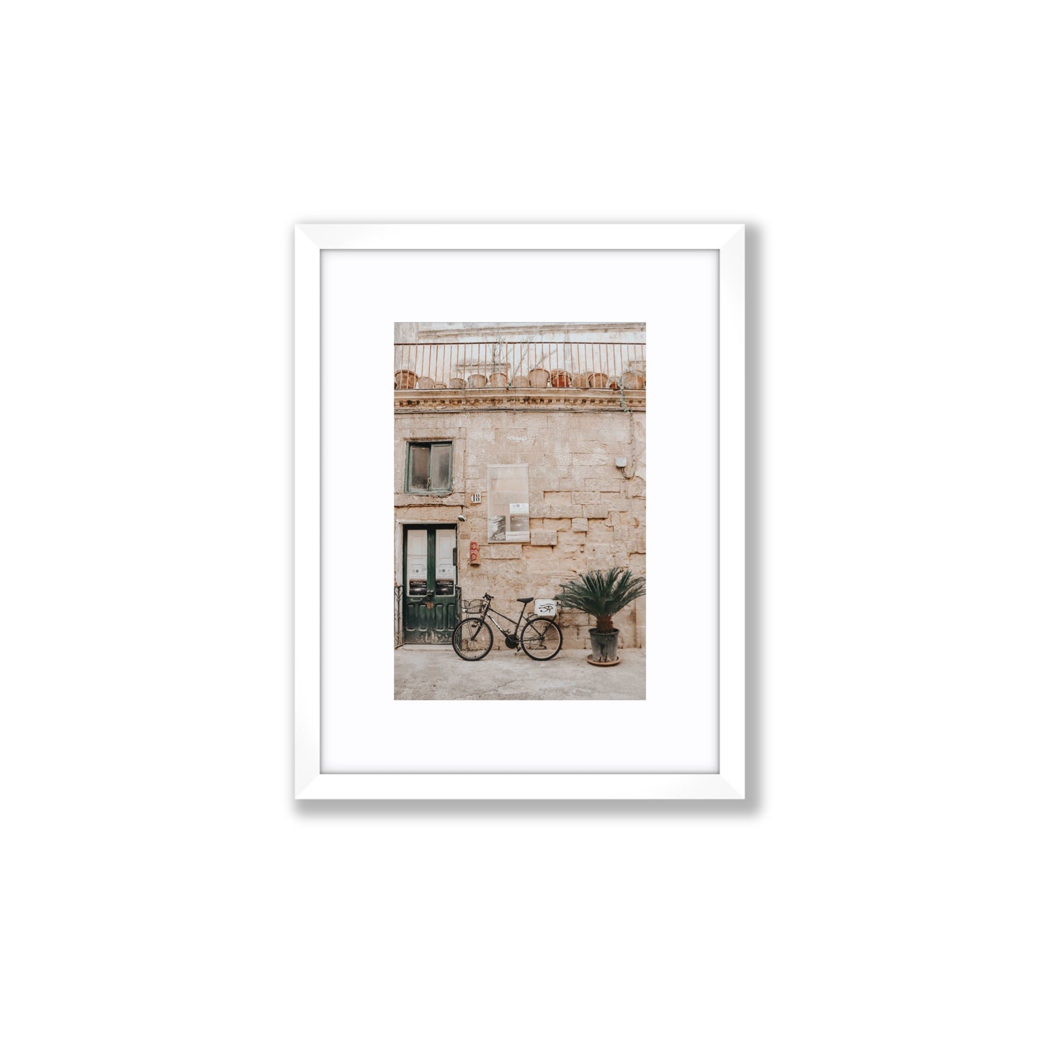 Golden Facades Puglia Lecce Italian wall art Small fine art print in white frame with matboard