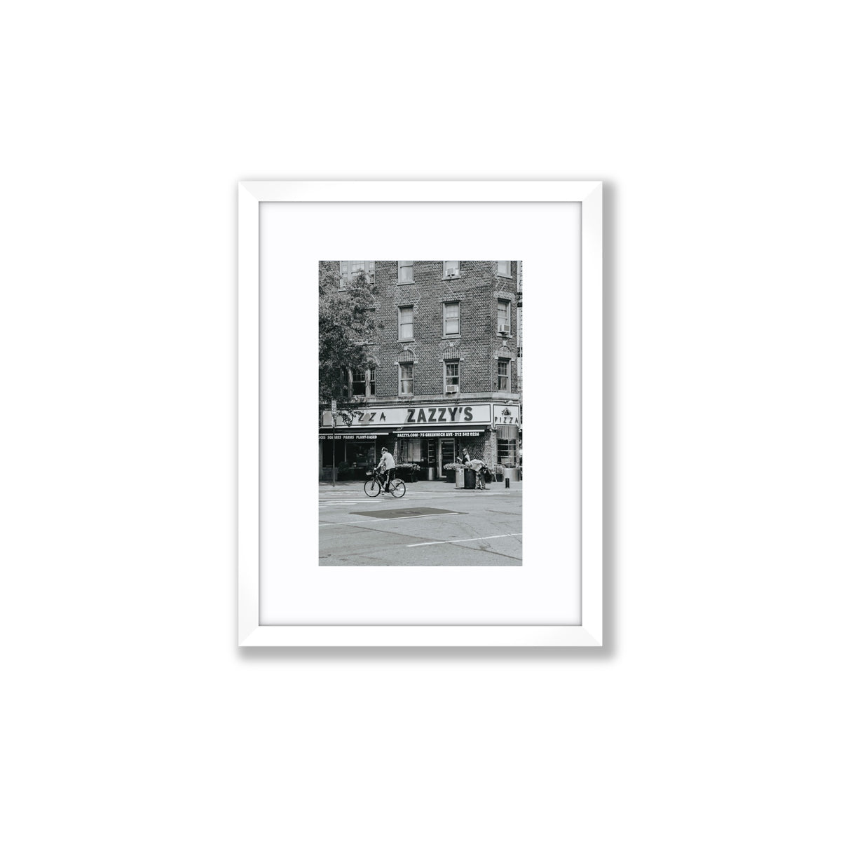 Zazzy's New York NYC Black & White wall art Small fine art print in white frame with matboard