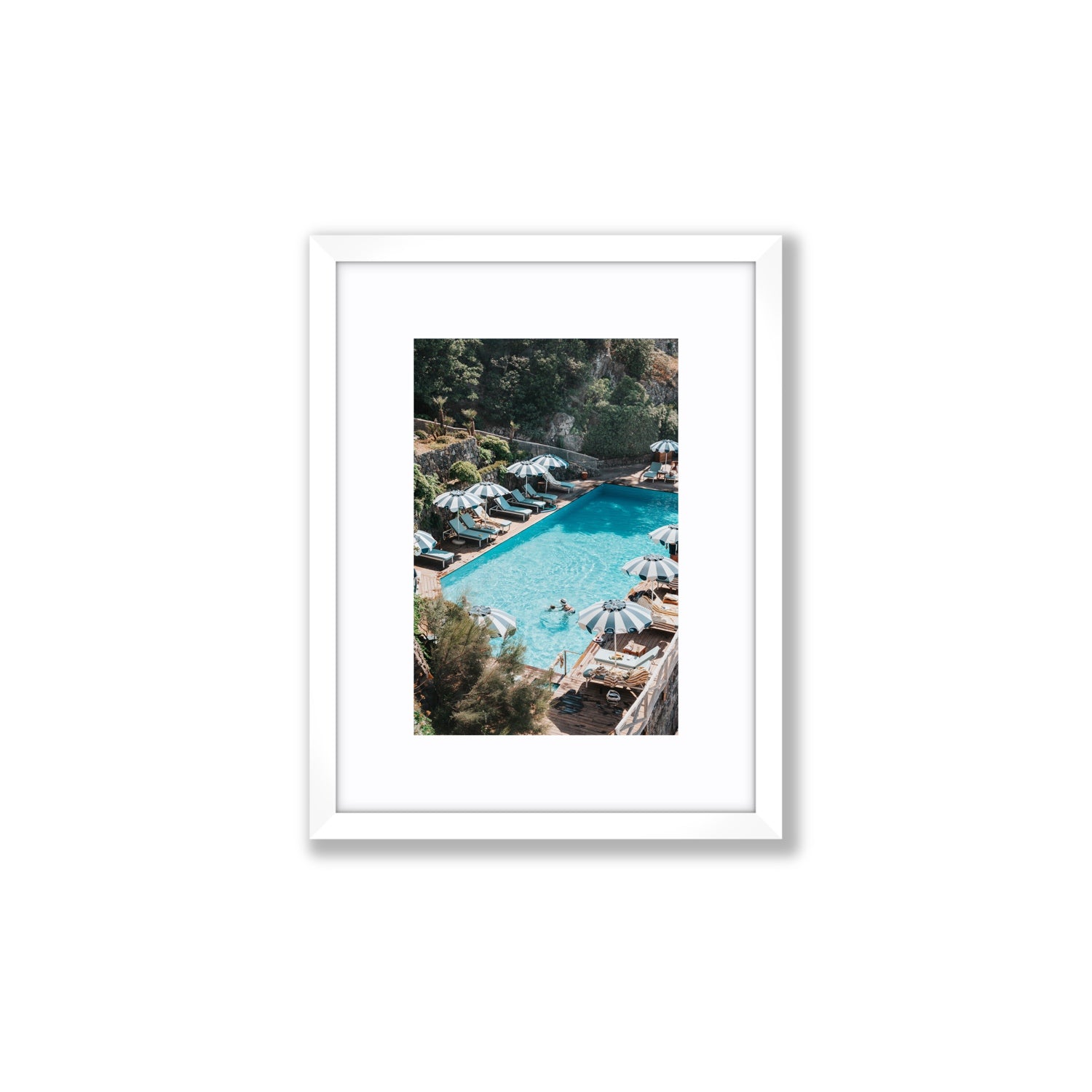 Poolside Paradise fine art print, Ischia, Italy, Small, White Frame · Matboard, Fine Art Print
