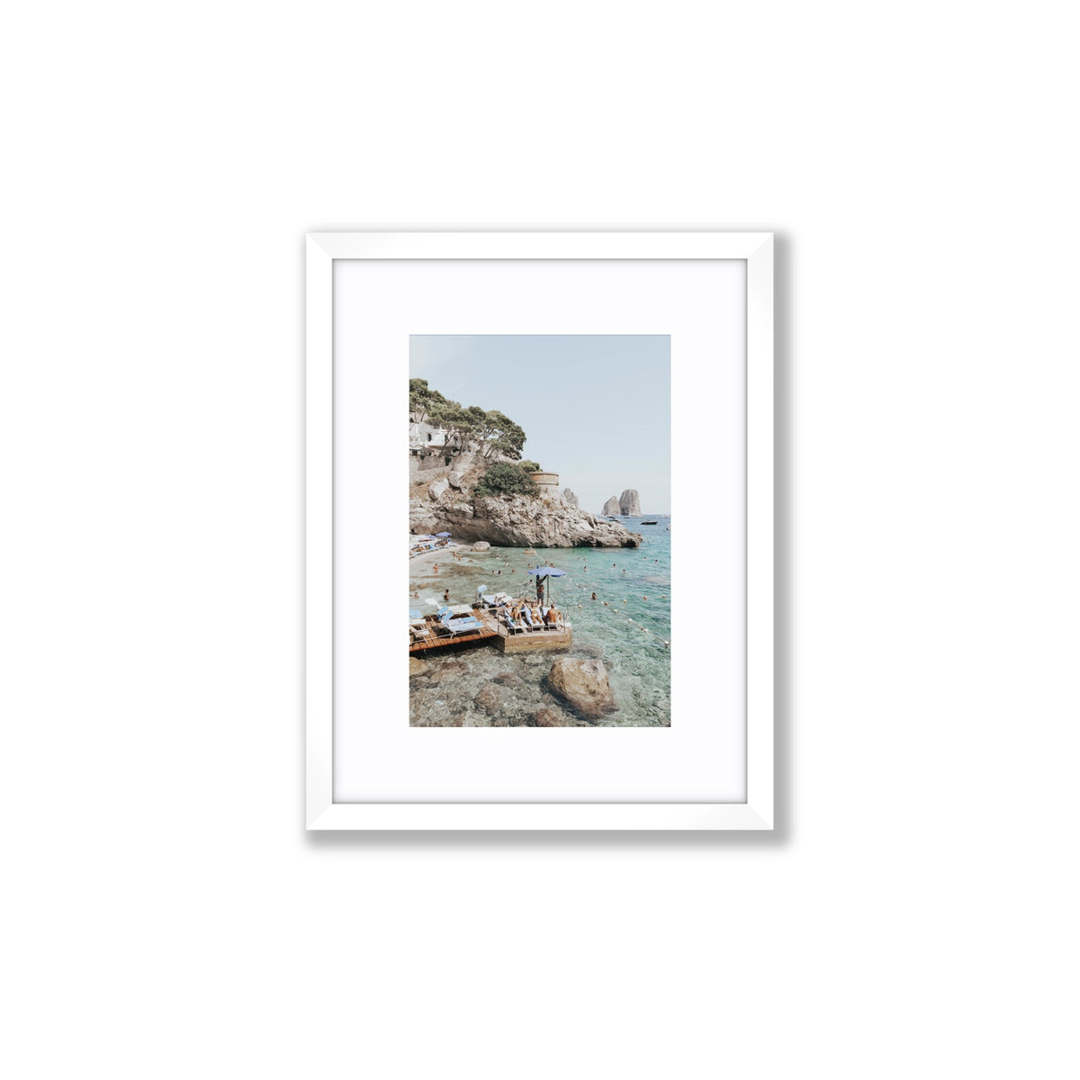 The Sweet Life Capri Mediterranean wall art Small fine art print in white frame with matboard