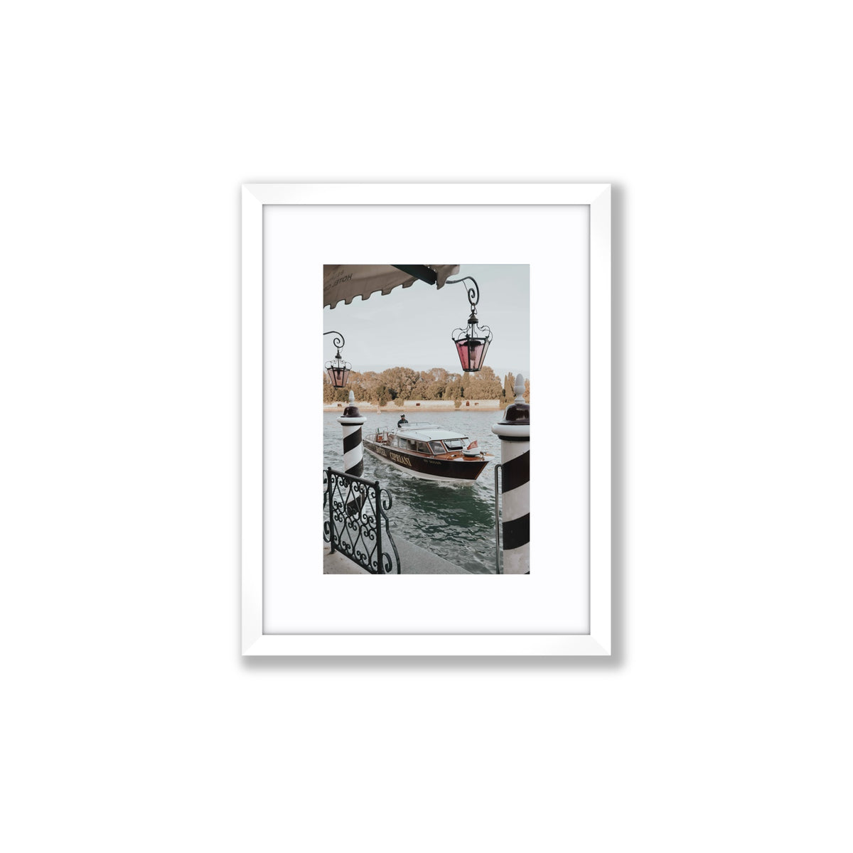 Taxi Shuttle Venice wall art Small fine art print in white frame with matboard
