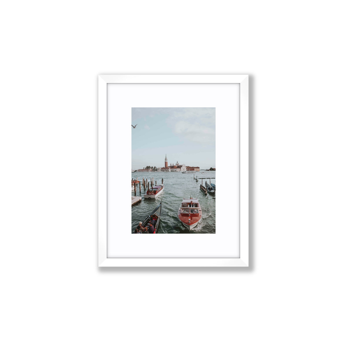 Galleggiante Venice Italian wall art Small fine art print in white frame with matboard