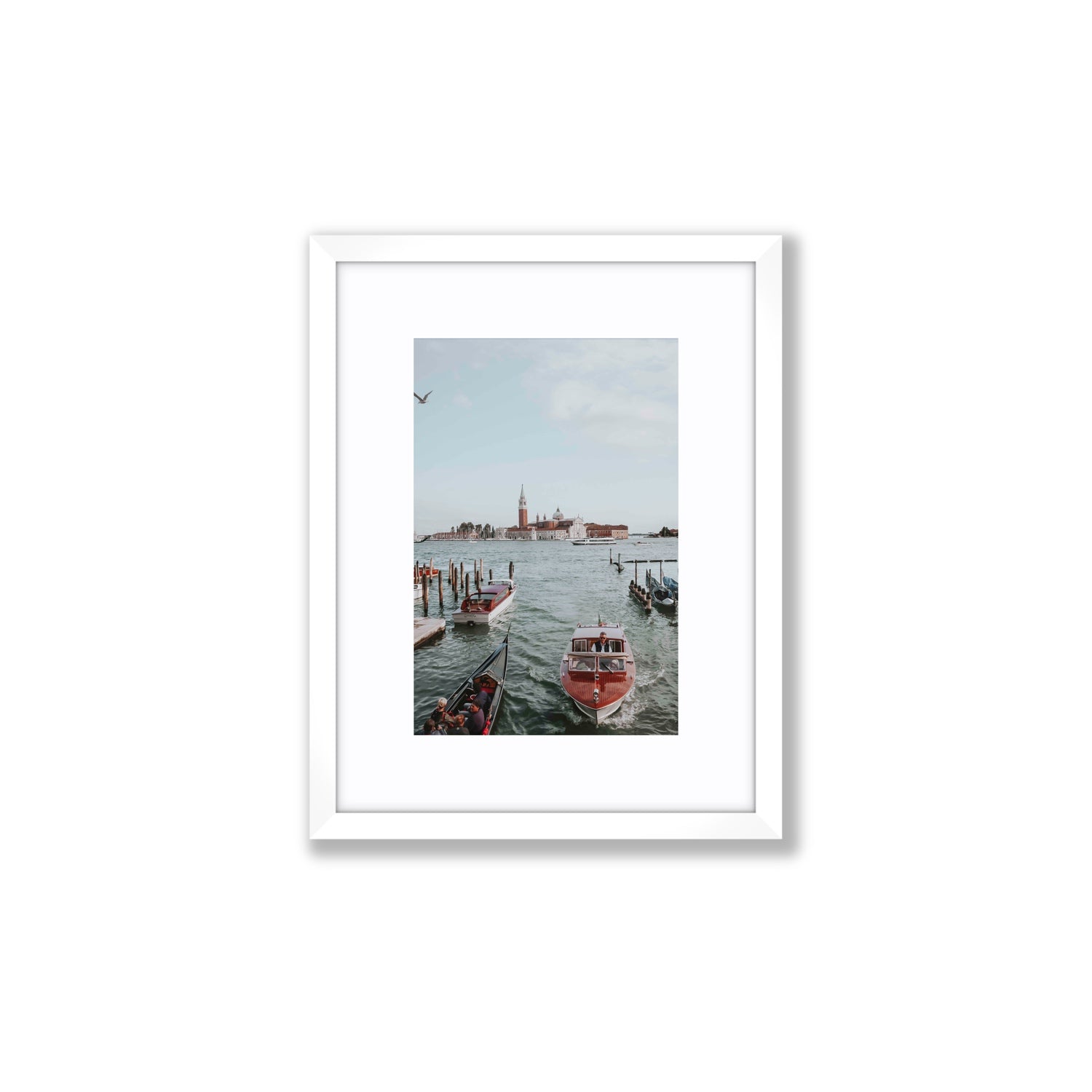 Galleggiante Venice Italian wall art Small fine art print in white frame with matboard