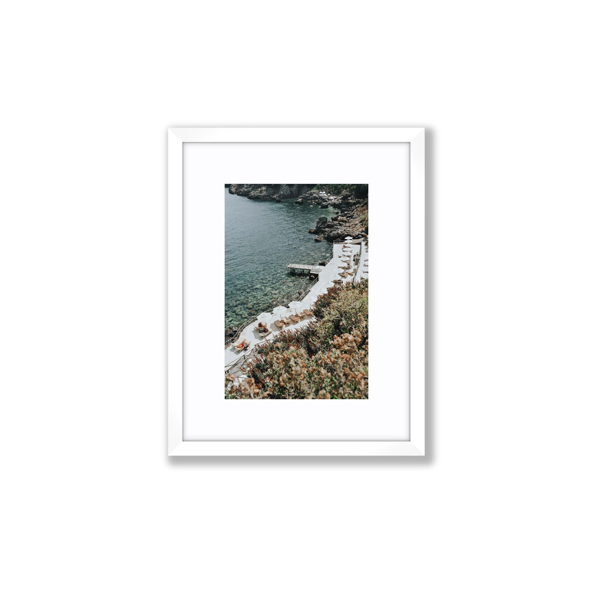 Go Beyond The Postcard Tuscany coastal wall art Small fine art print in white frame with matboard