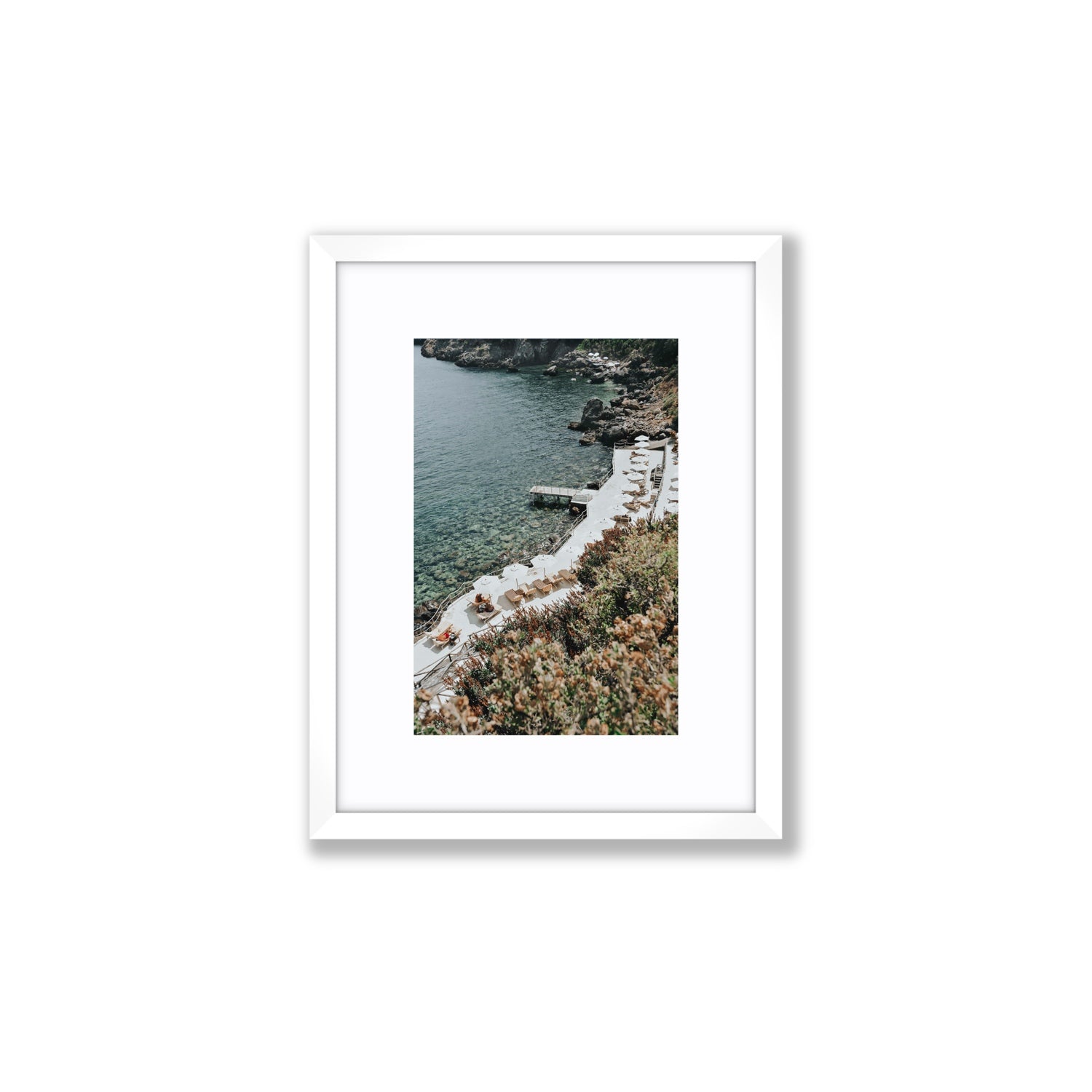 Go Beyond The Postcard Tuscany coastal wall art Small fine art print in white frame with matboard