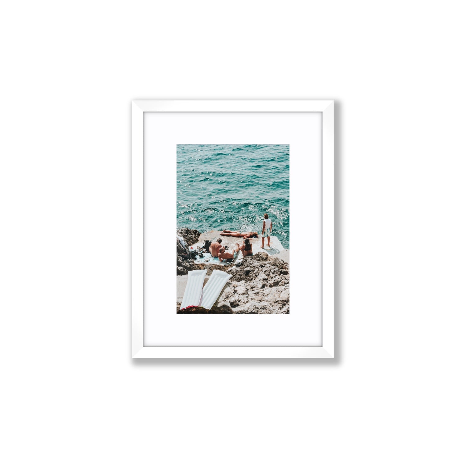 Gli Amici Praiano Amalfi Coast coastal wall art Small fine art print in white frame with matboard