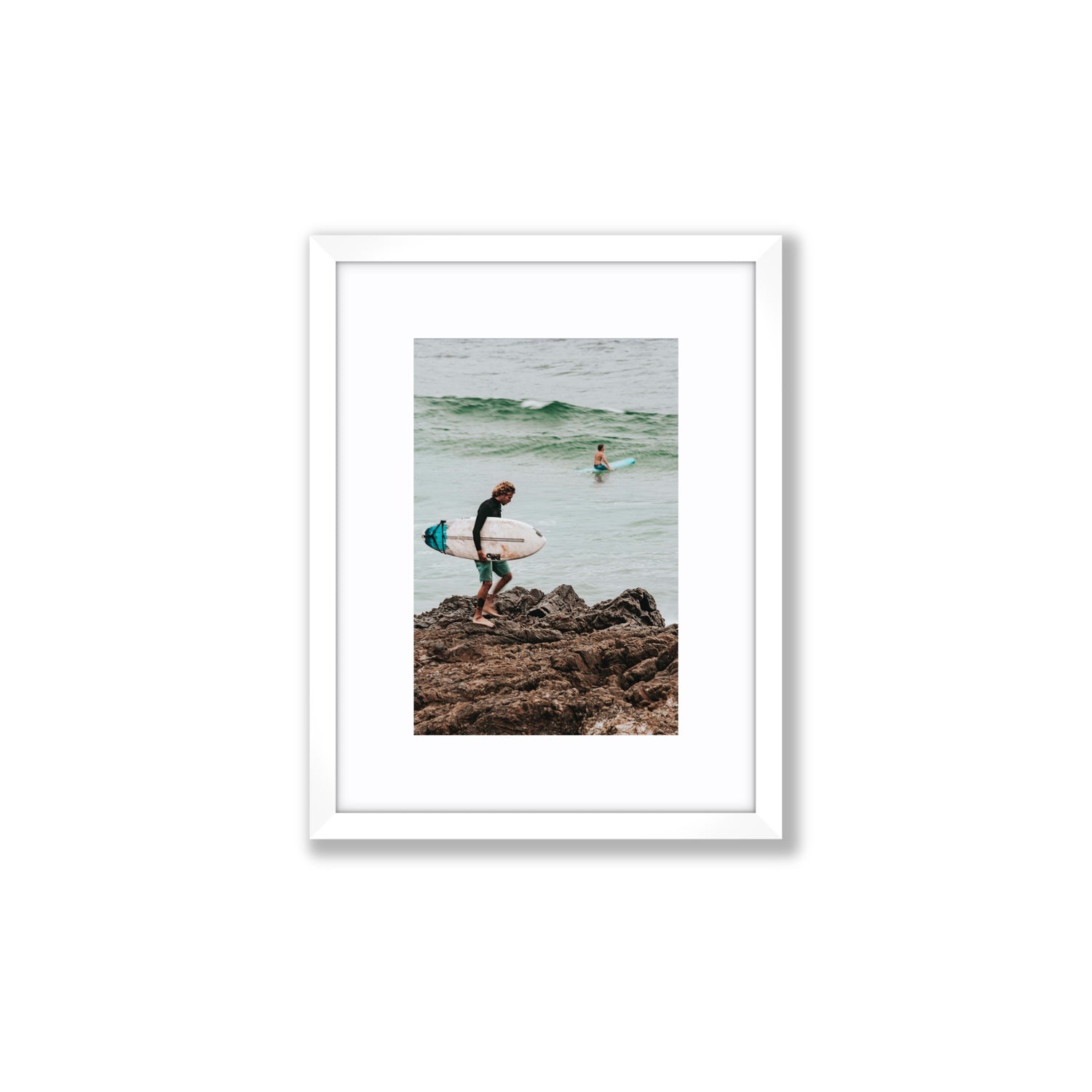 Not All Who Wander Are Lost Byron Bay Surf wall art Small fine art print in white frame with matboard