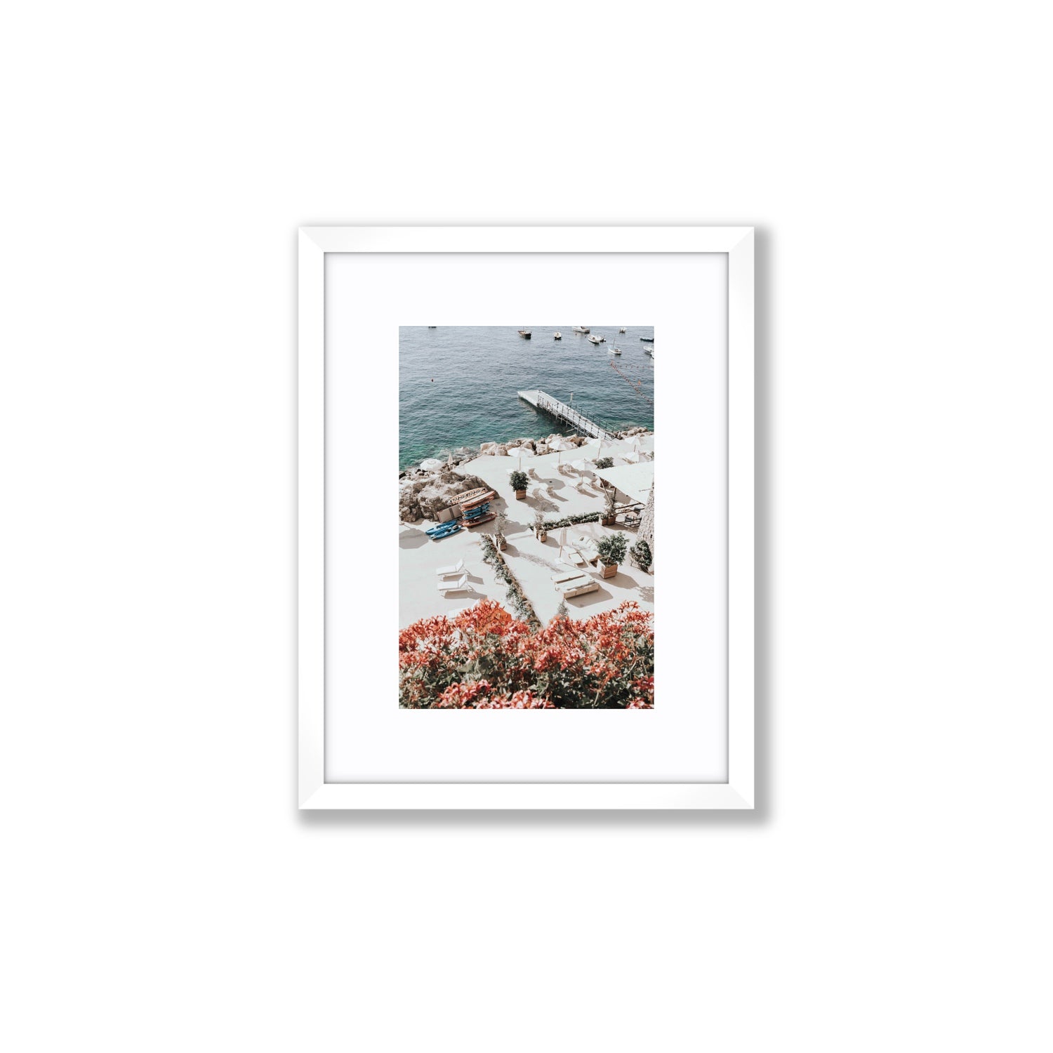 A Work of Art Amalfi coastal wall art Small fine art print in white frame with matboard