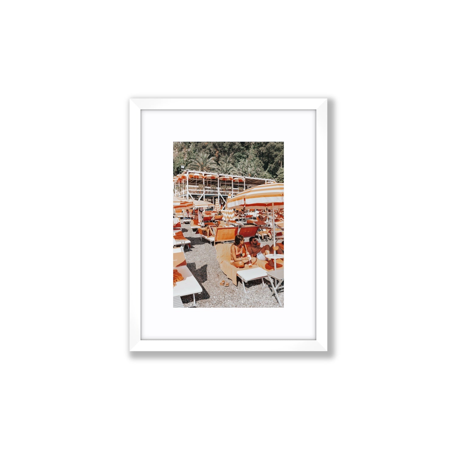 Lounging In Lido fine art print, Positano, Italy, Small, White Frame · Matboard, Fine Art Print