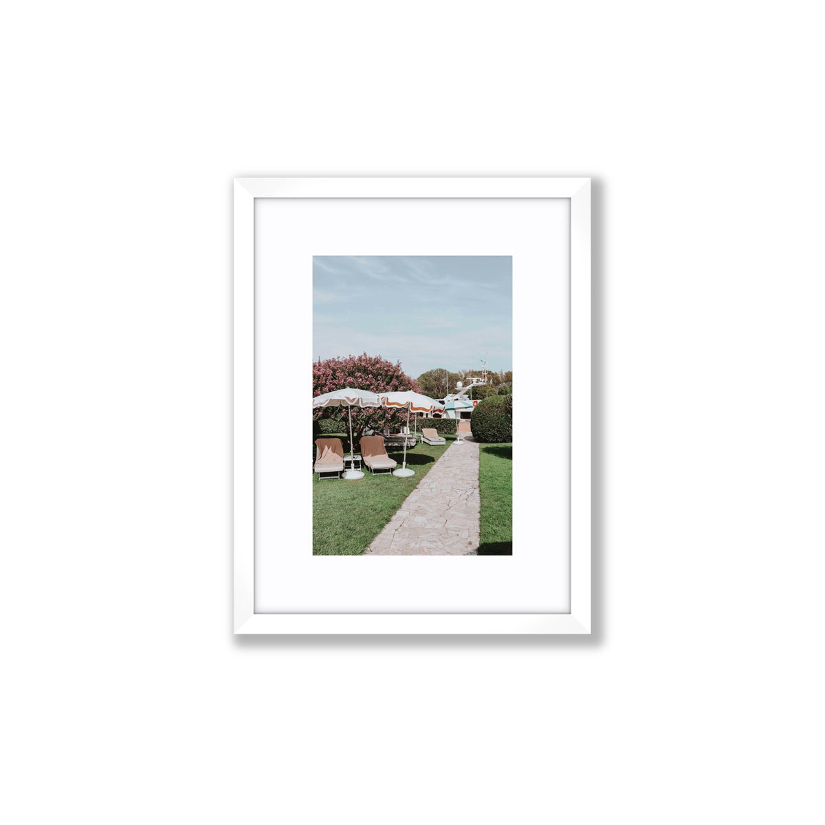 A Bellini Awaits Venice Italian wall art Small fine art print in white frame with matboard