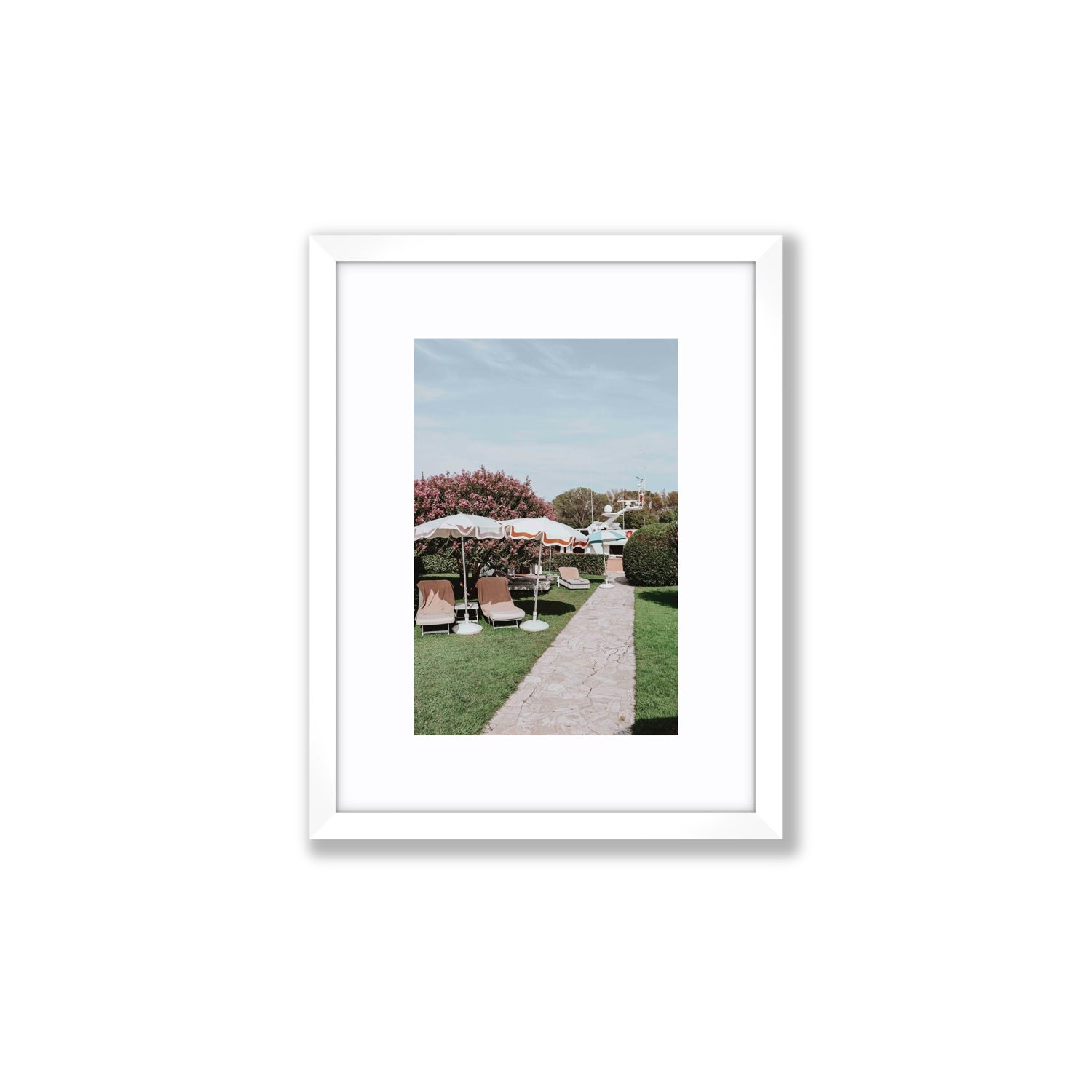 A Bellini Awaits Venice Italian wall art Small fine art print in white frame with matboard