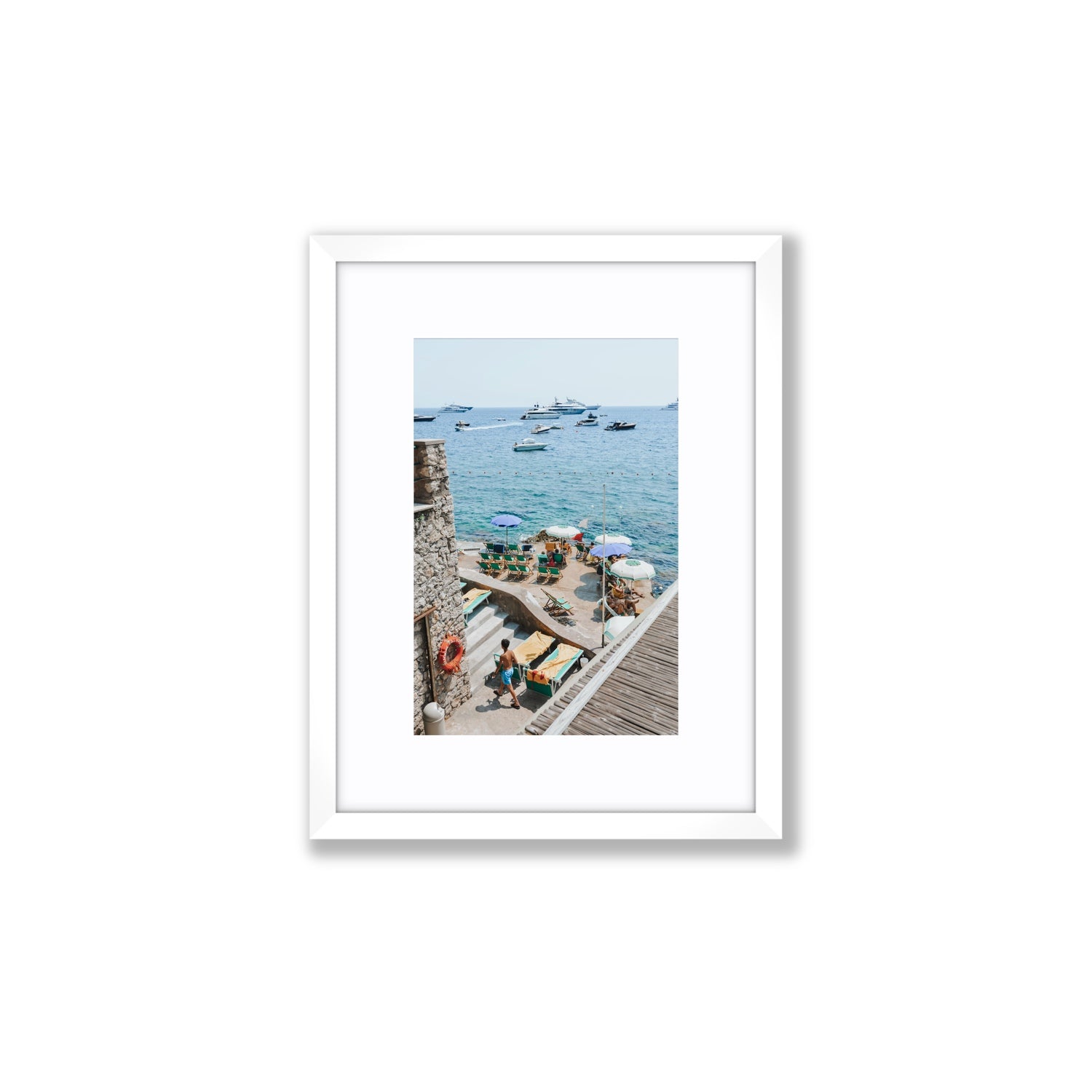Canzone di Capri Capri Italian beach wall art Small fine art print in white frame with matboard