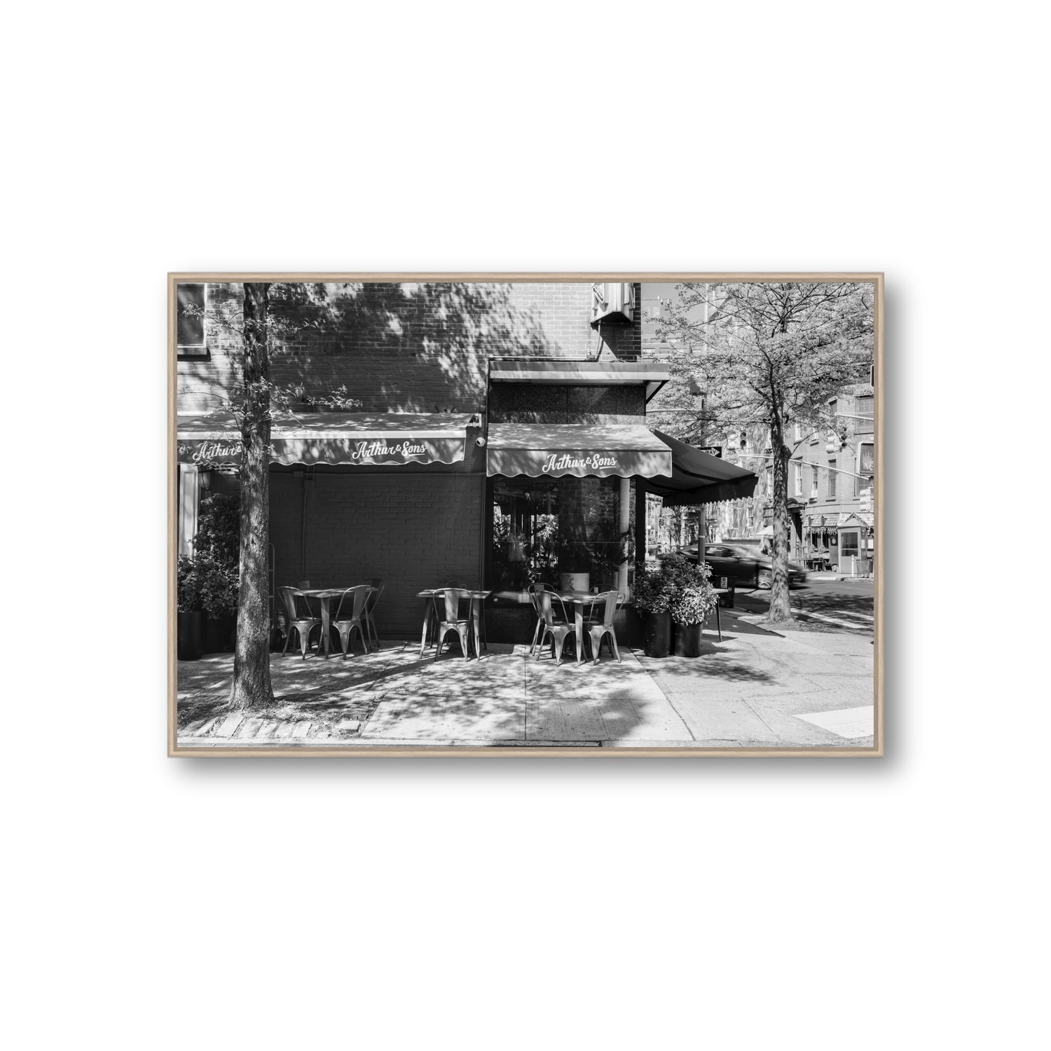 Arthur's Corner New York NYC Restaurant wall art Giant fine art canvas in natural oak float frame