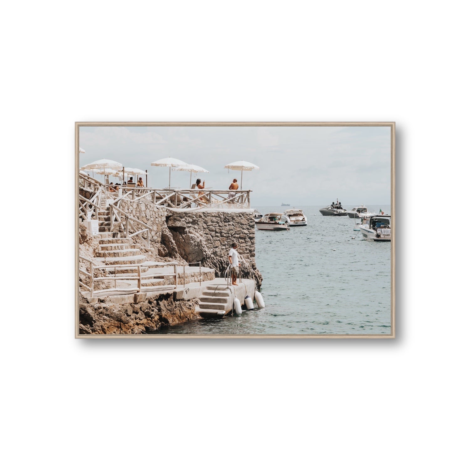 Conca Del Sogno fine art print, Nerano, Italy, Giant, Natural Oak Float Frame, Fine Art Canvas