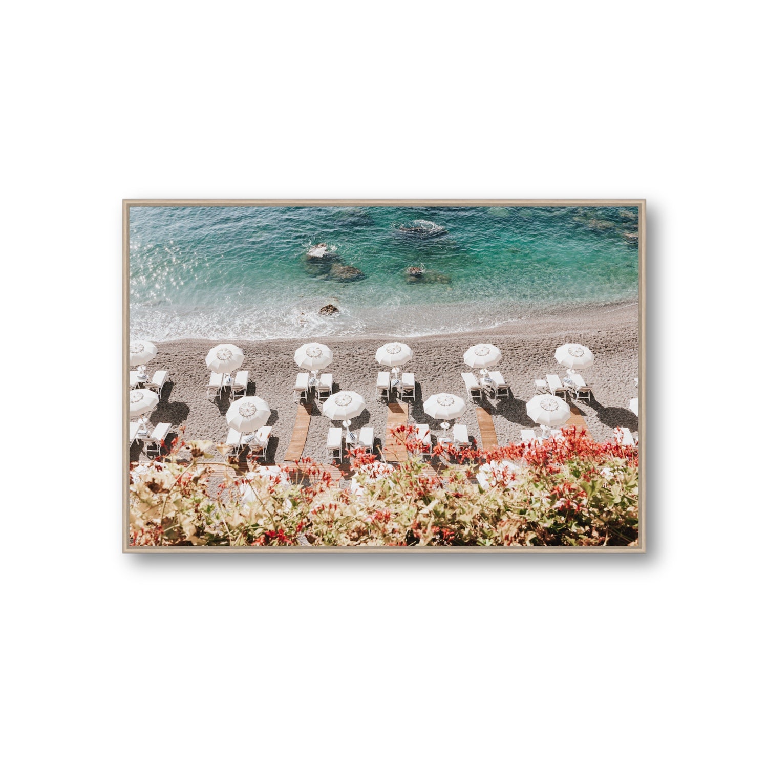 Coastal Charms fine art print, Amalfi, Italy, Giant, Natural Oak Float Frame, Fine Art Canvas