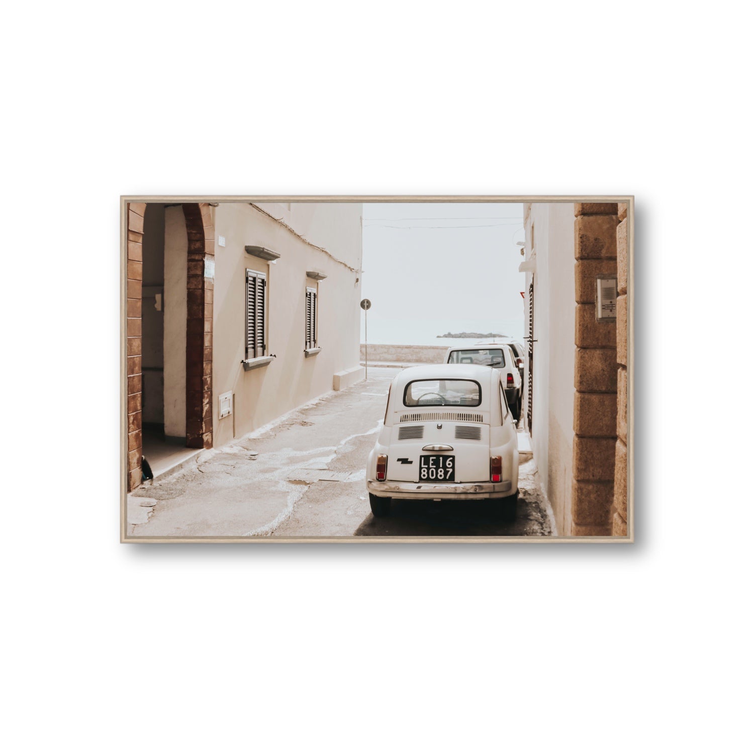 Bambini Lane Puglia Italian wall art Giant fine art canvas in natural oak float frame