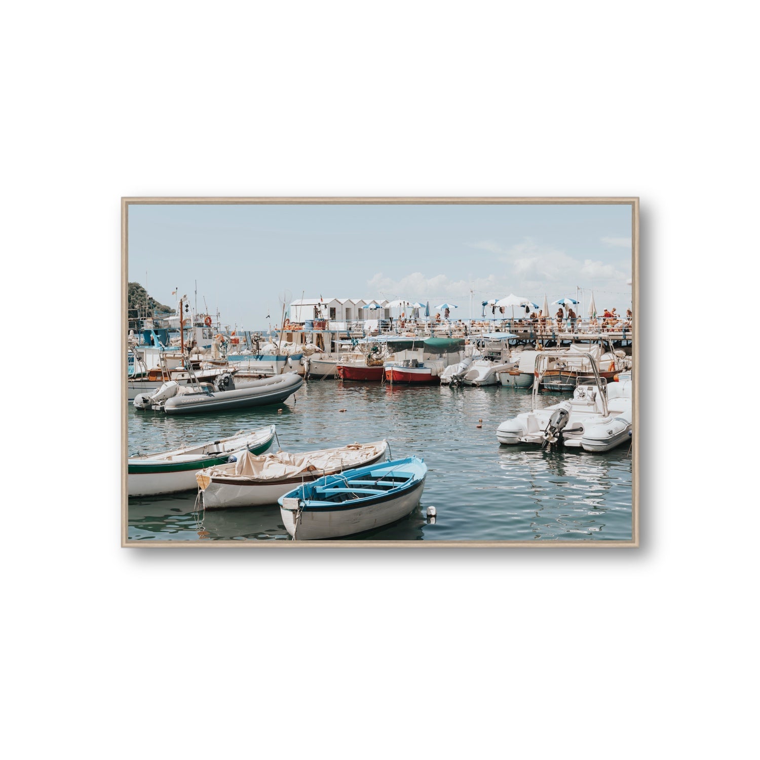 Antico Porto fine art print, Sorrento, Italy, Giant, Natural Oak Float Frame, Fine Art Canvas