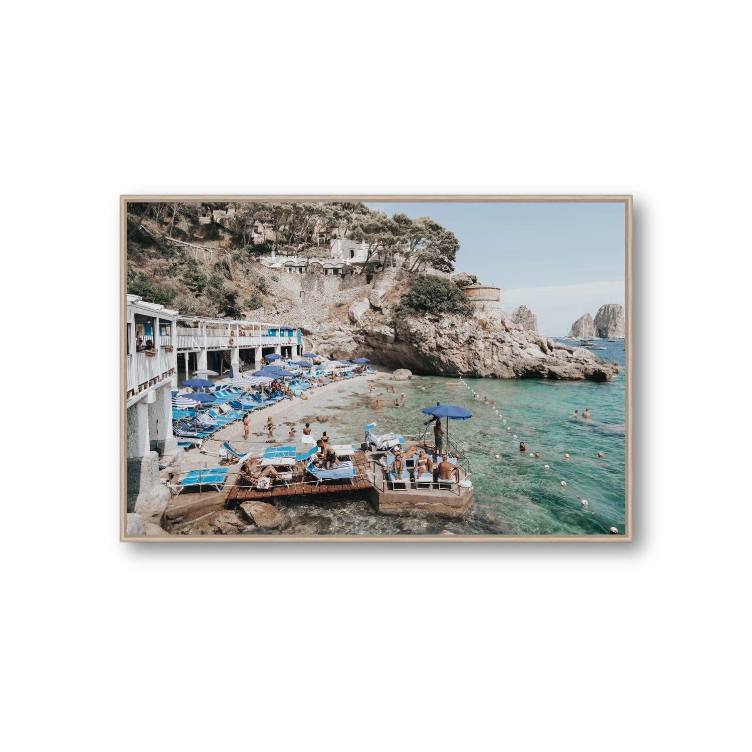 Vita Bella fine art print, Capri, Italy, Giant, Natural Oak Float Frame, Fine Art Canvas