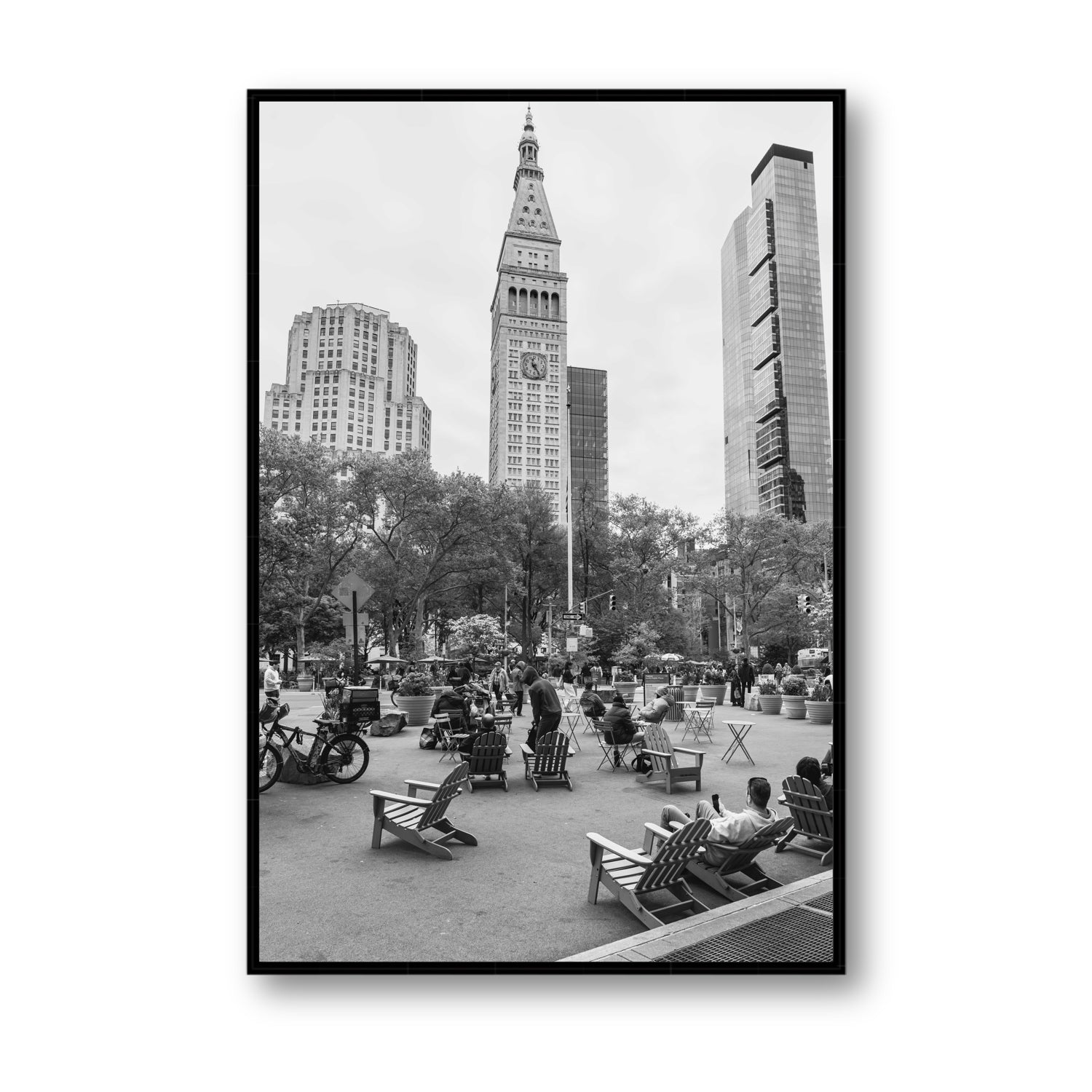 Timeless New York New York NYC Black & White wall art Statement fine art canvas in black float frame