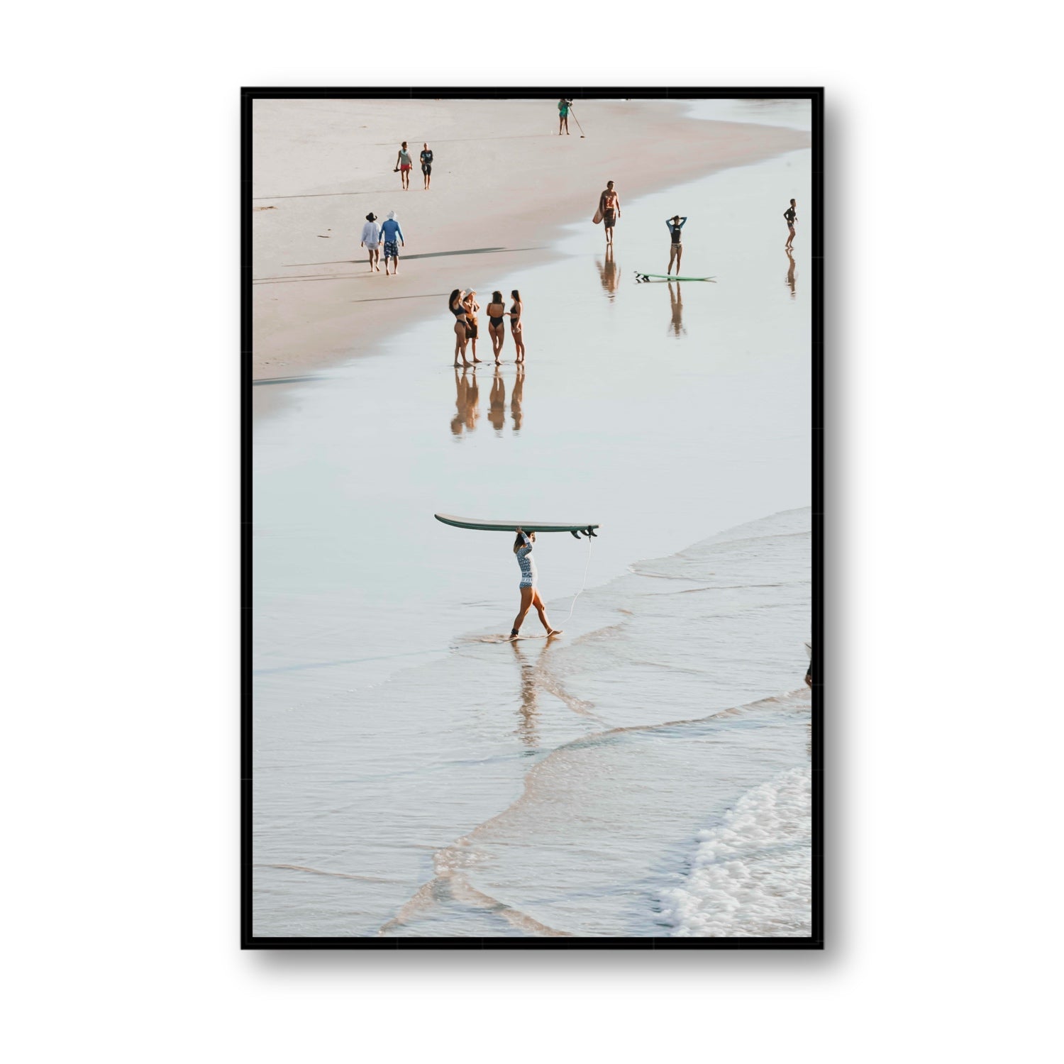 Bailey Byron Bay beach coastal decor wall art Statement fine art canvas in black float frame