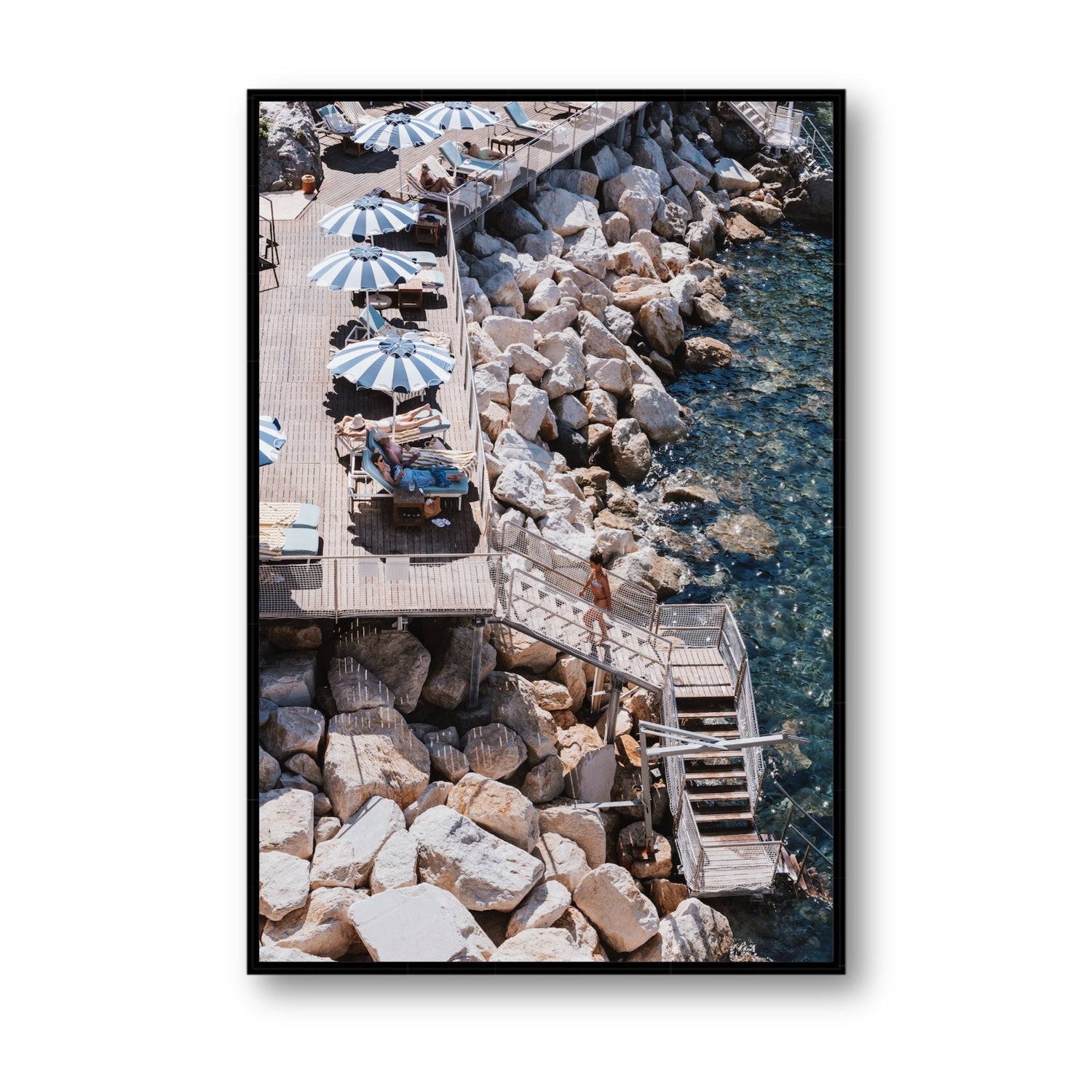 Life On The Shore fine art print, Ischia, Italy, Statement, Black Float Frame, Fine Art Canvas