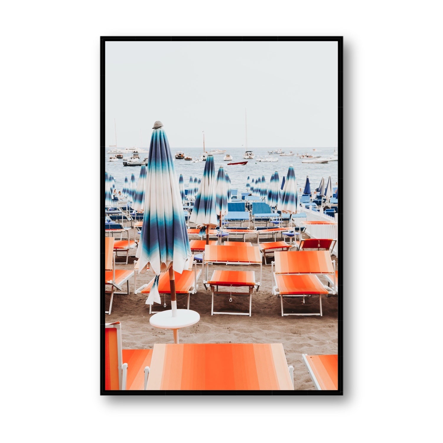 Orange Crush fine art print, Positano, Italy, Statement, Black Float Frame, Fine Art Canvas