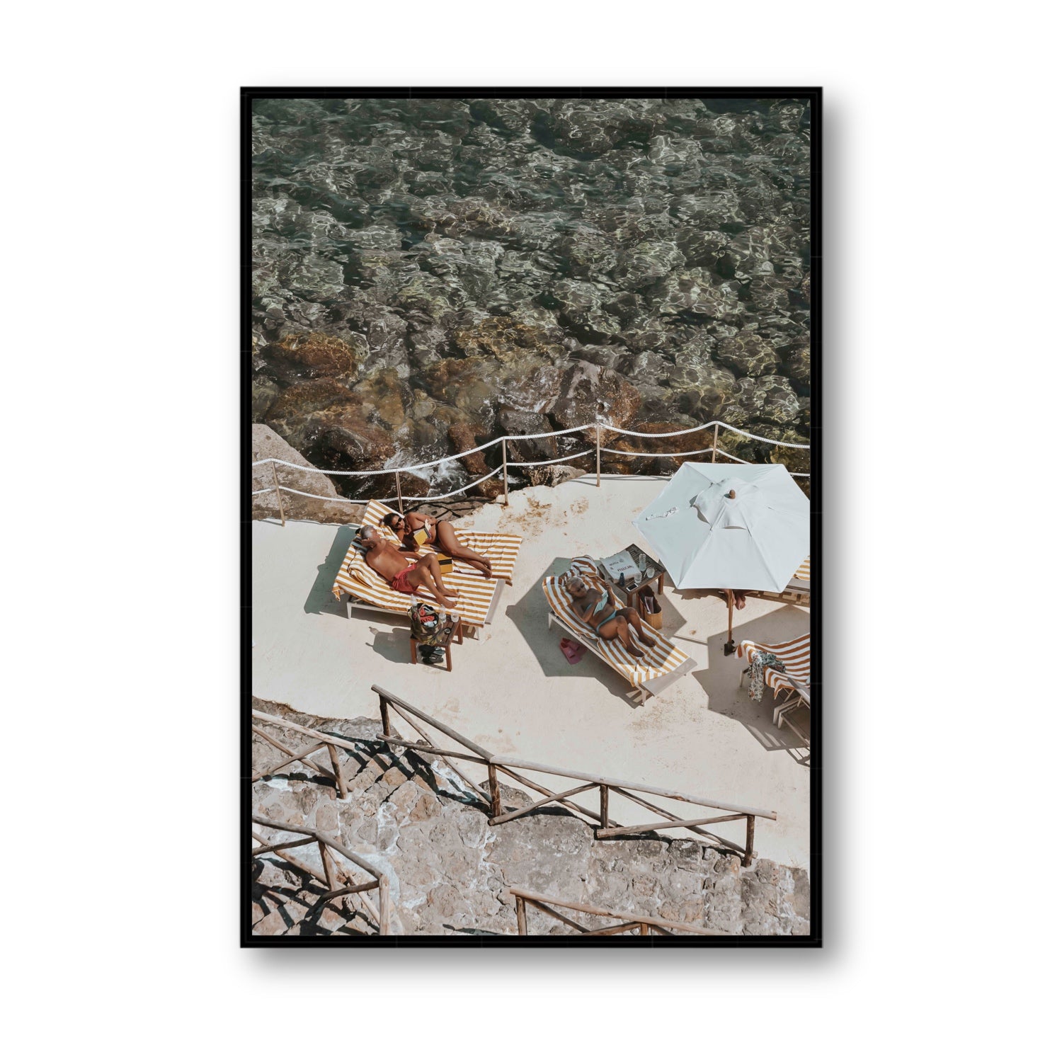 Lounge Lizards Tuscany Italian decor wall art Statement fine art canvas in black float frame