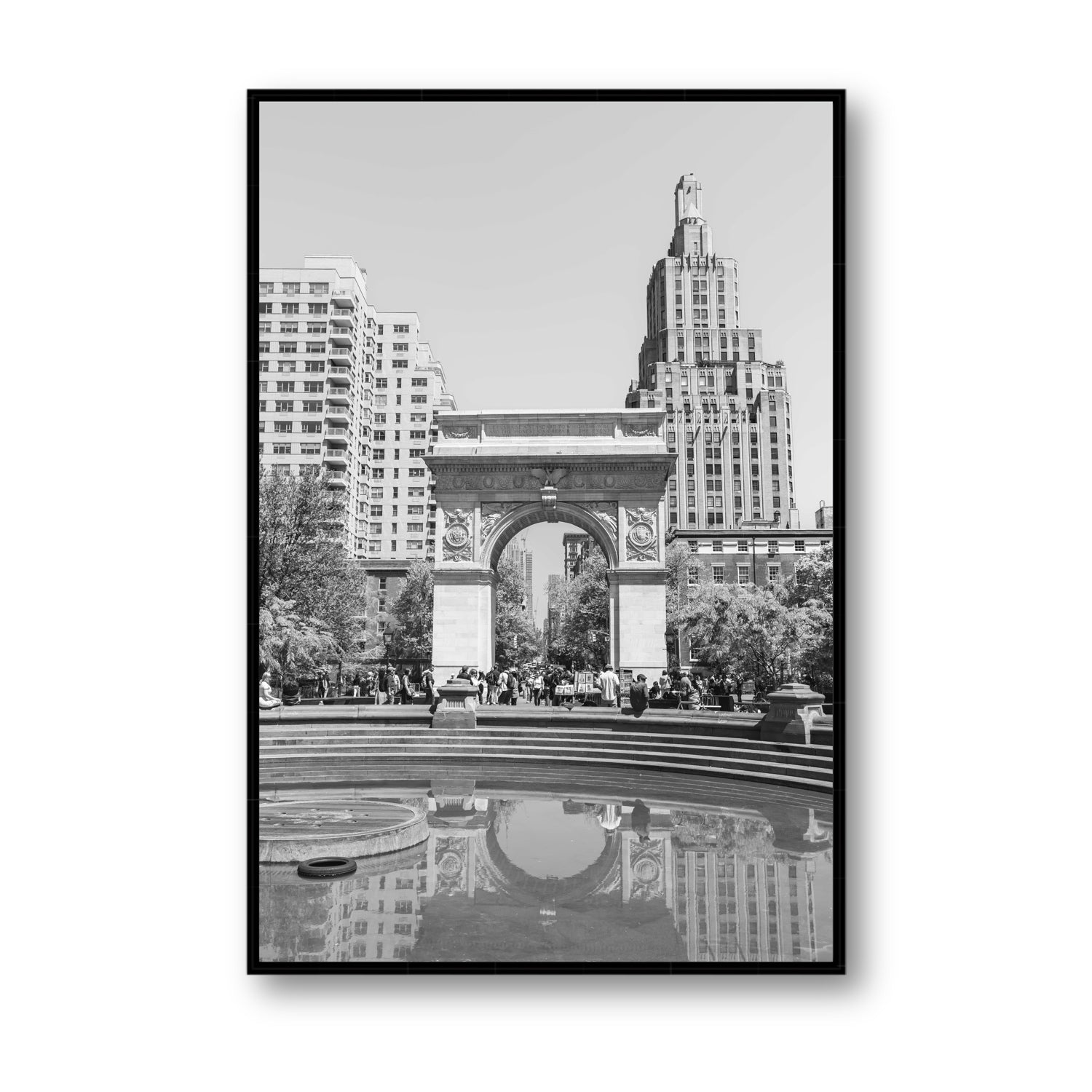Washington Skyline New York NYC Black & White wall art Statement fine art canvas in black float frame