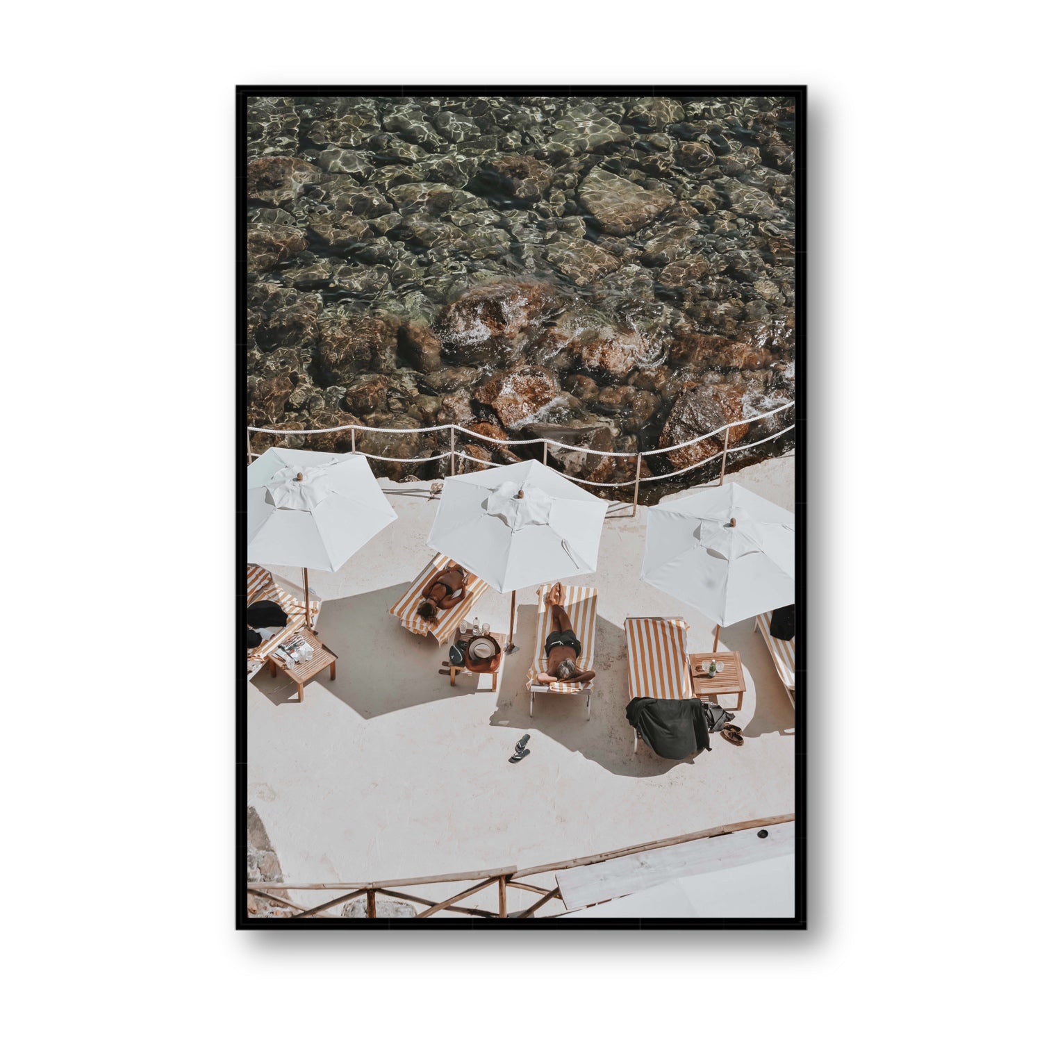When Harry Met Sally Tuscany coastal wall art Statement fine art canvas in black float frame