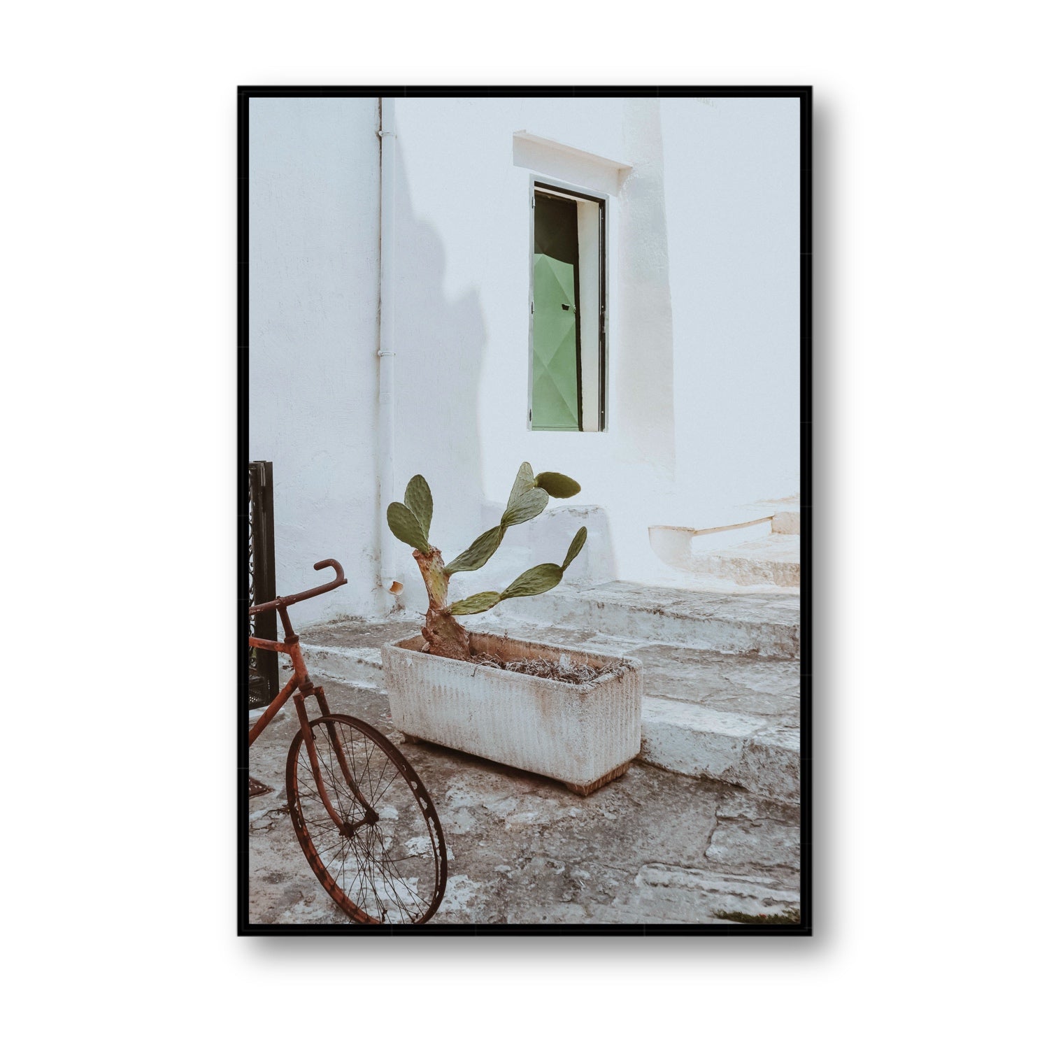 Simple Harmony fine art print, Puglia, Italy, Statement, Black Float Frame, Fine Art Canvas