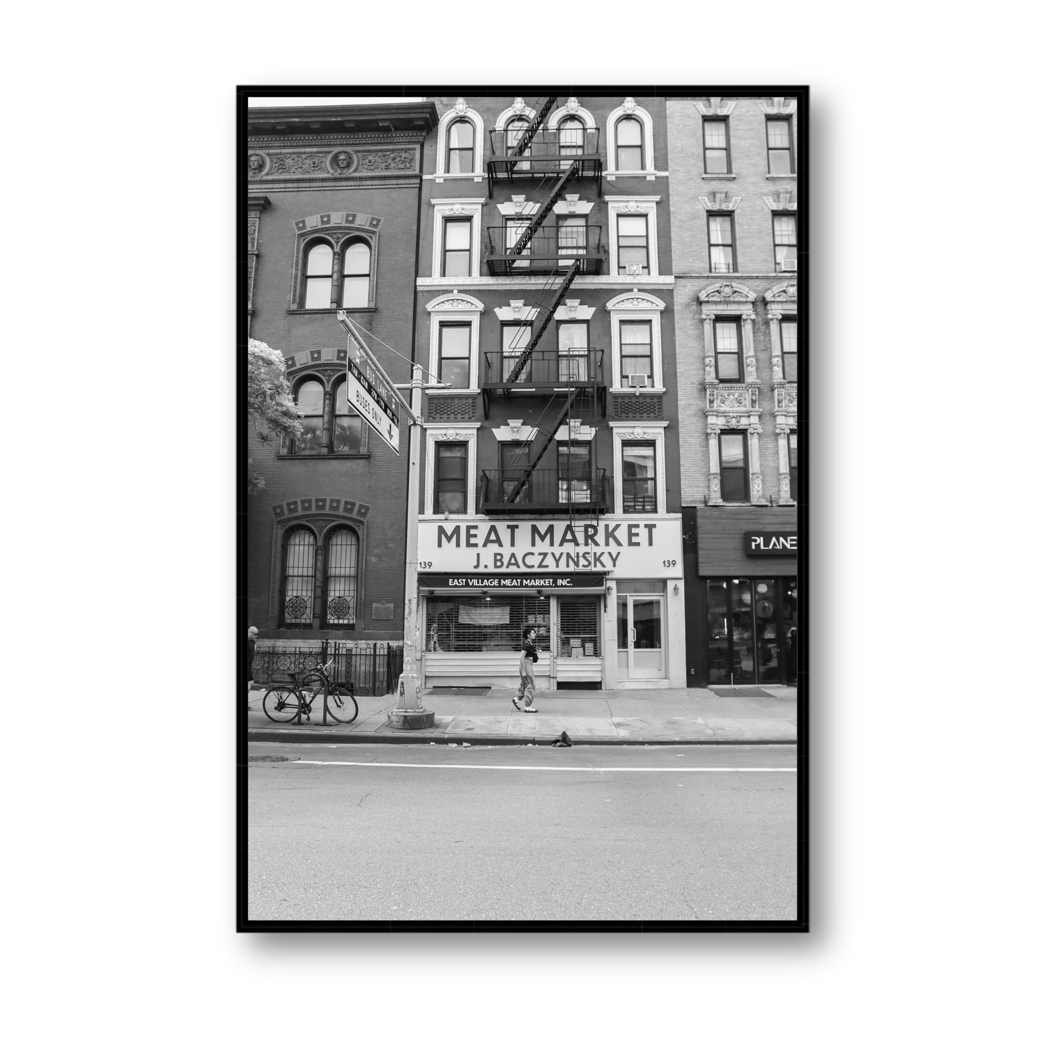 Vertical Village New York NYC Black & White wall art Statement fine art canvas in black float frame