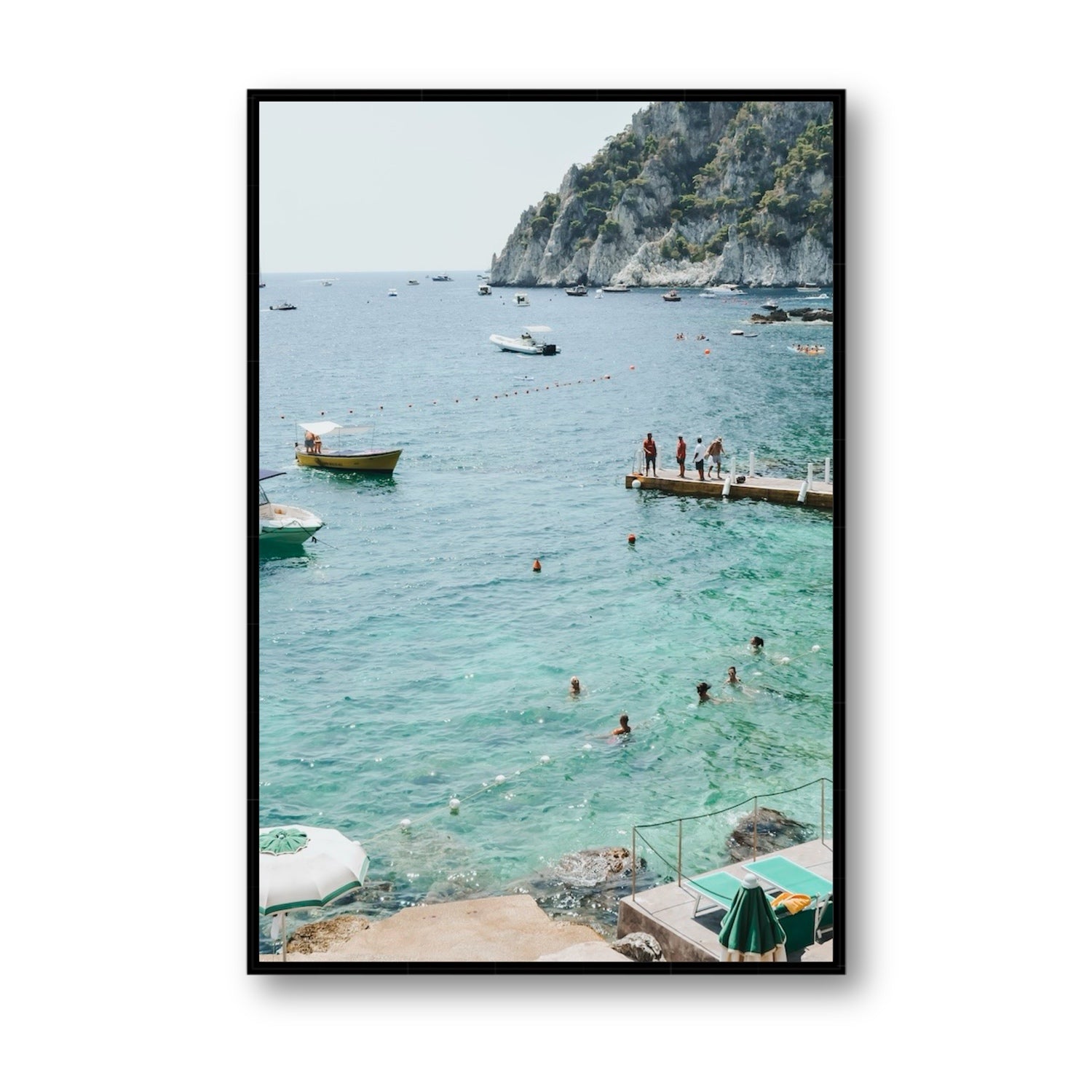 Delizia Pomeridiana Capri coastal wall art Statement fine art canvas in black float frame