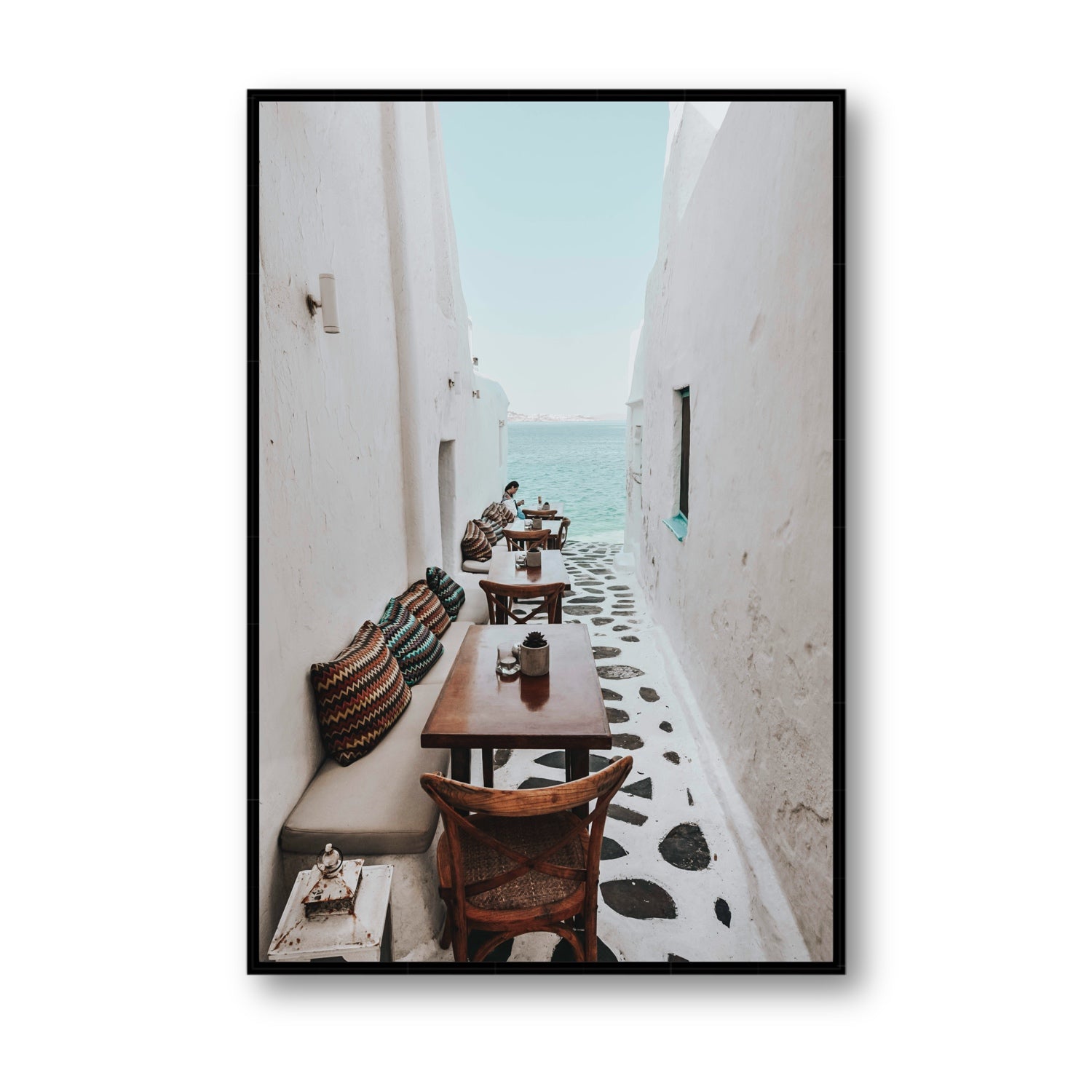 Trip Down Memory Lane fine art print, Mykonos, Greece, Statement, Black Float Frame, Fine Art Canvas