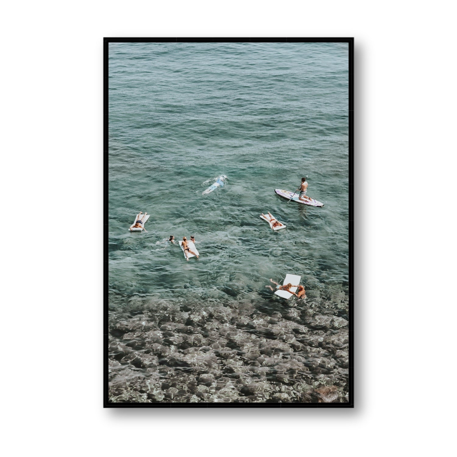 The Big Chill Tuscany coastal Italian wall art Statement fine art canvas in black float frame