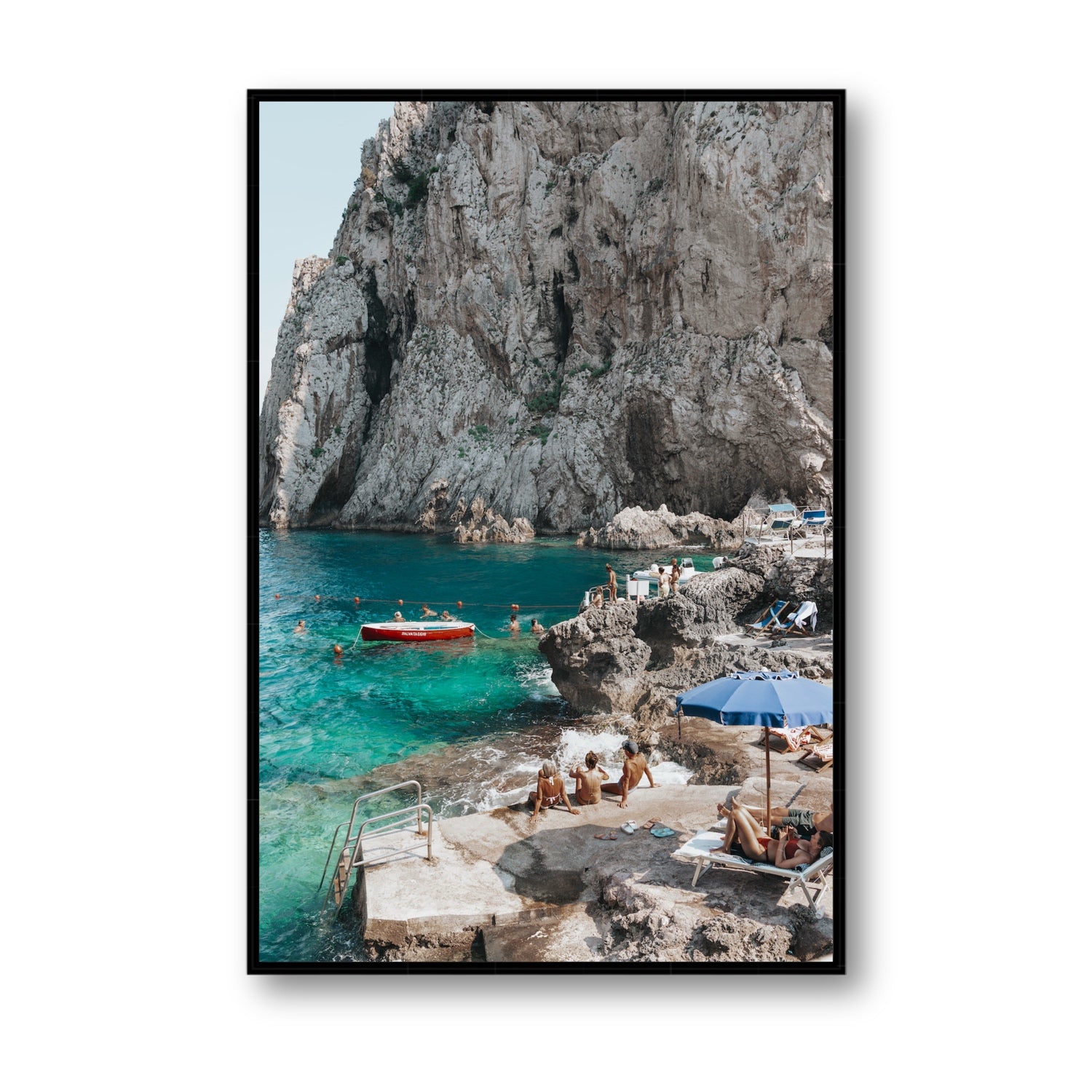 Tranquility fine art print, Capri, Italy, Statement, Black Float Frame, Fine Art Canvas