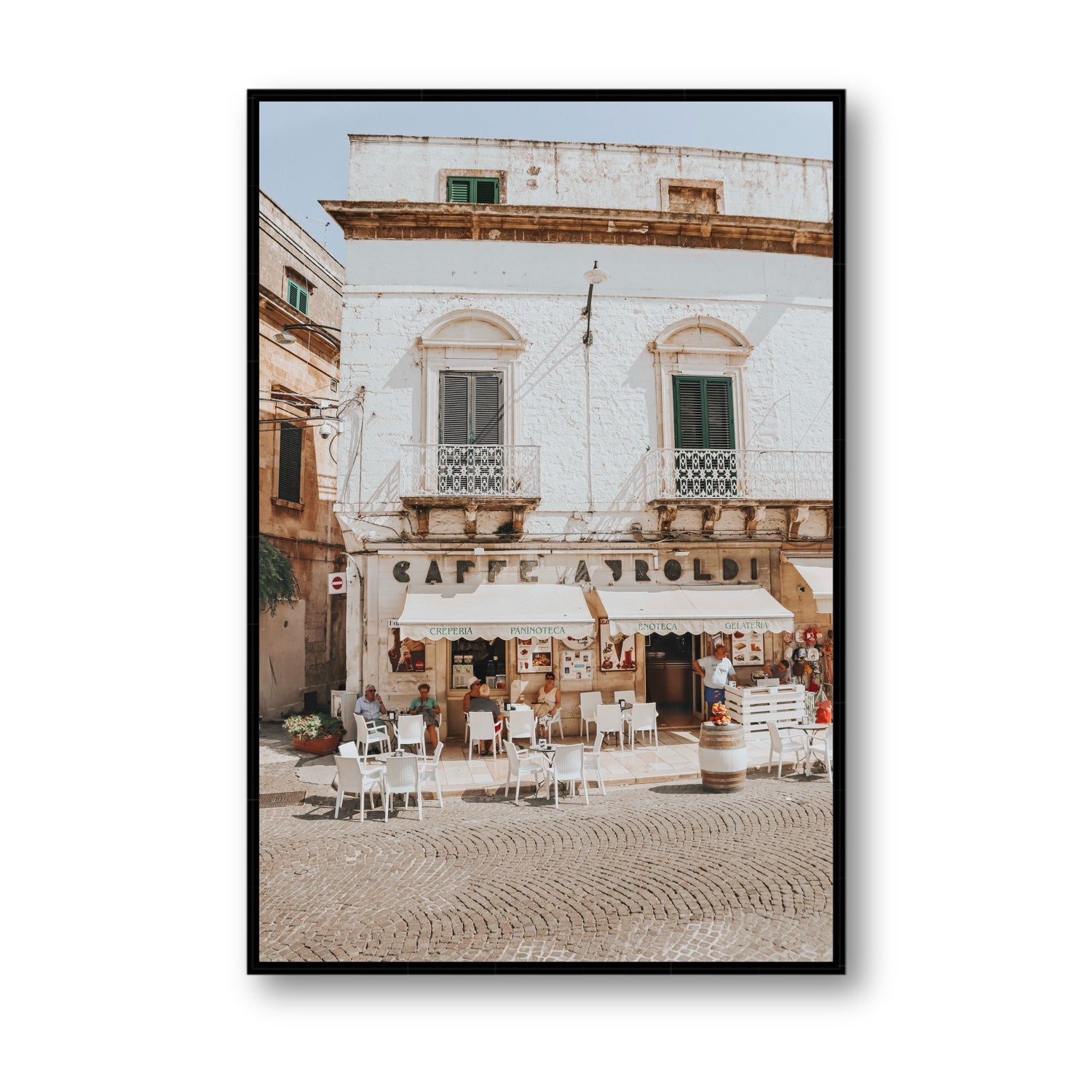 L'Ora di Pranzo Puglia L’Ora di Pranzo Italian art print Statement fine art canvas in black float frame