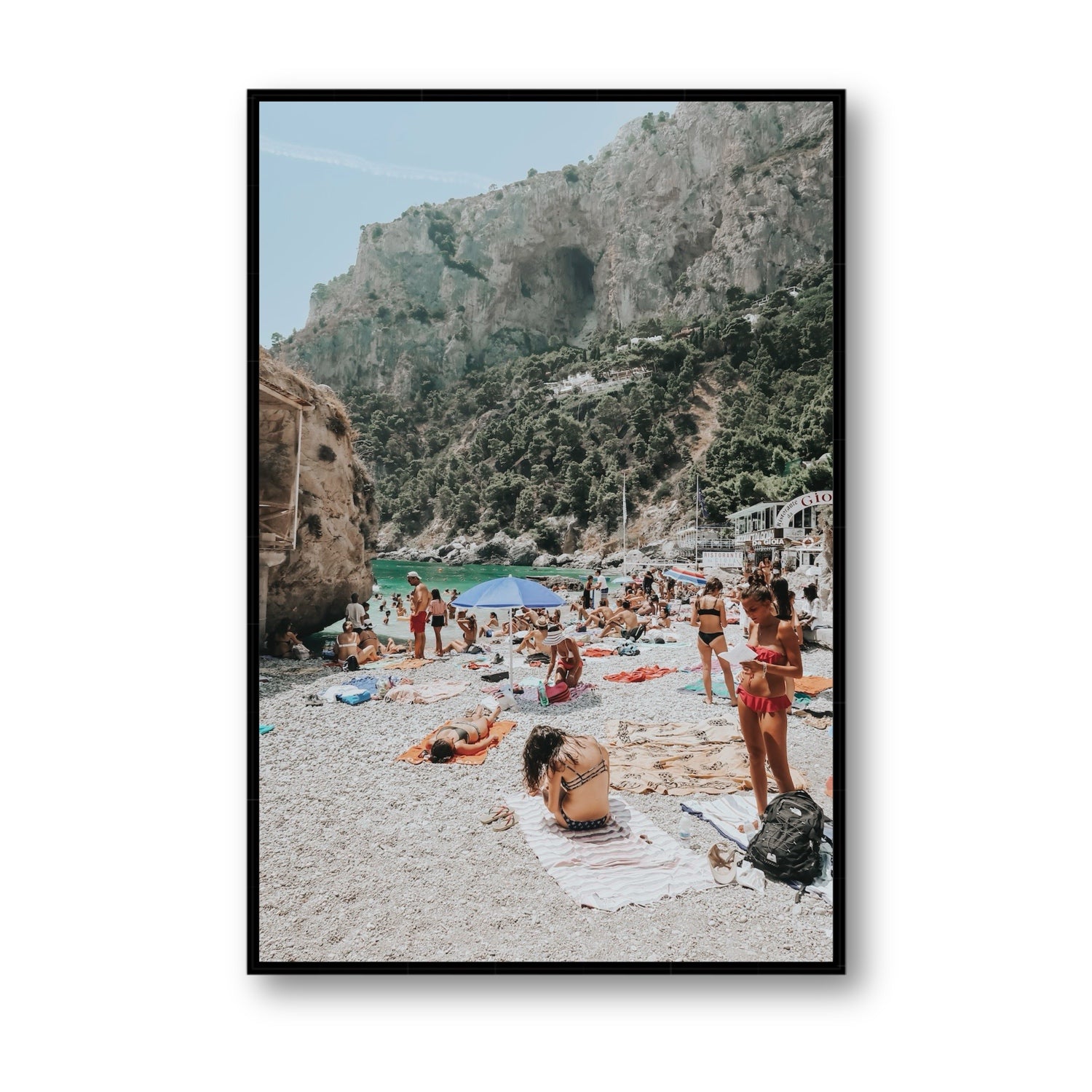 Marina Piccola Capri Mediterranean wall art Statement fine art canvas in black float frame