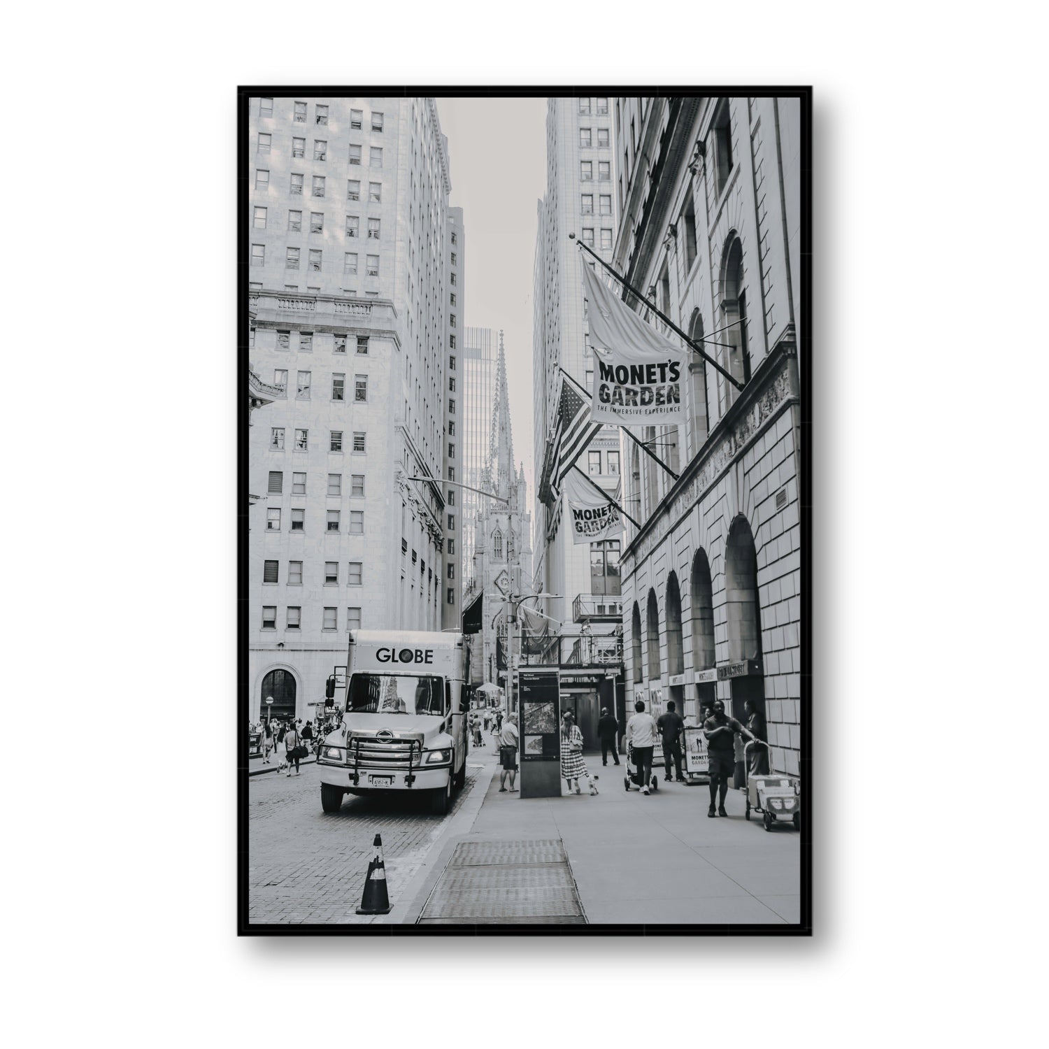 Metropolitan Monotone New York NYC Black & White wall art Statement fine art canvas in black float frame