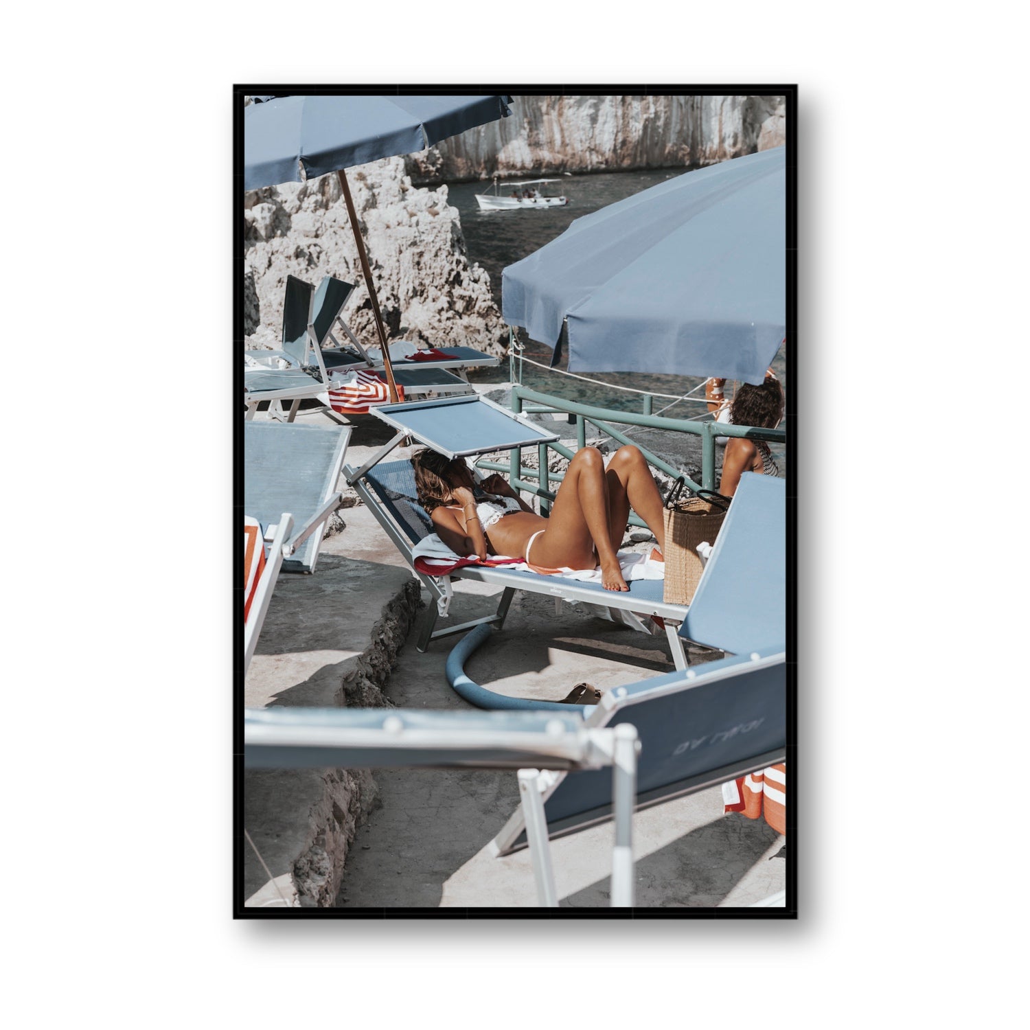 Beach Babe fine art print, Capri, Italy, Statement, Black Float Frame, Fine Art Canvas