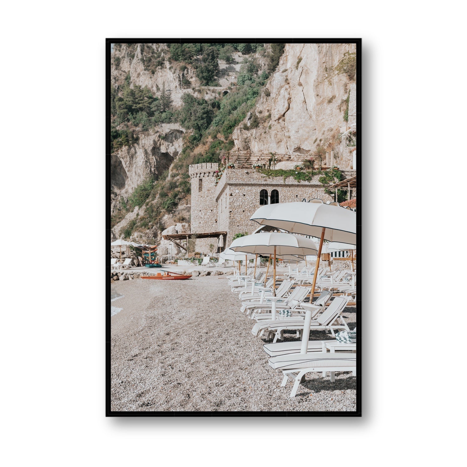 La Villeggiatura fine art print, Amalfi, Italy, luxury escapes artwork, Statement, Black Float Frame, Fine Art Canvas