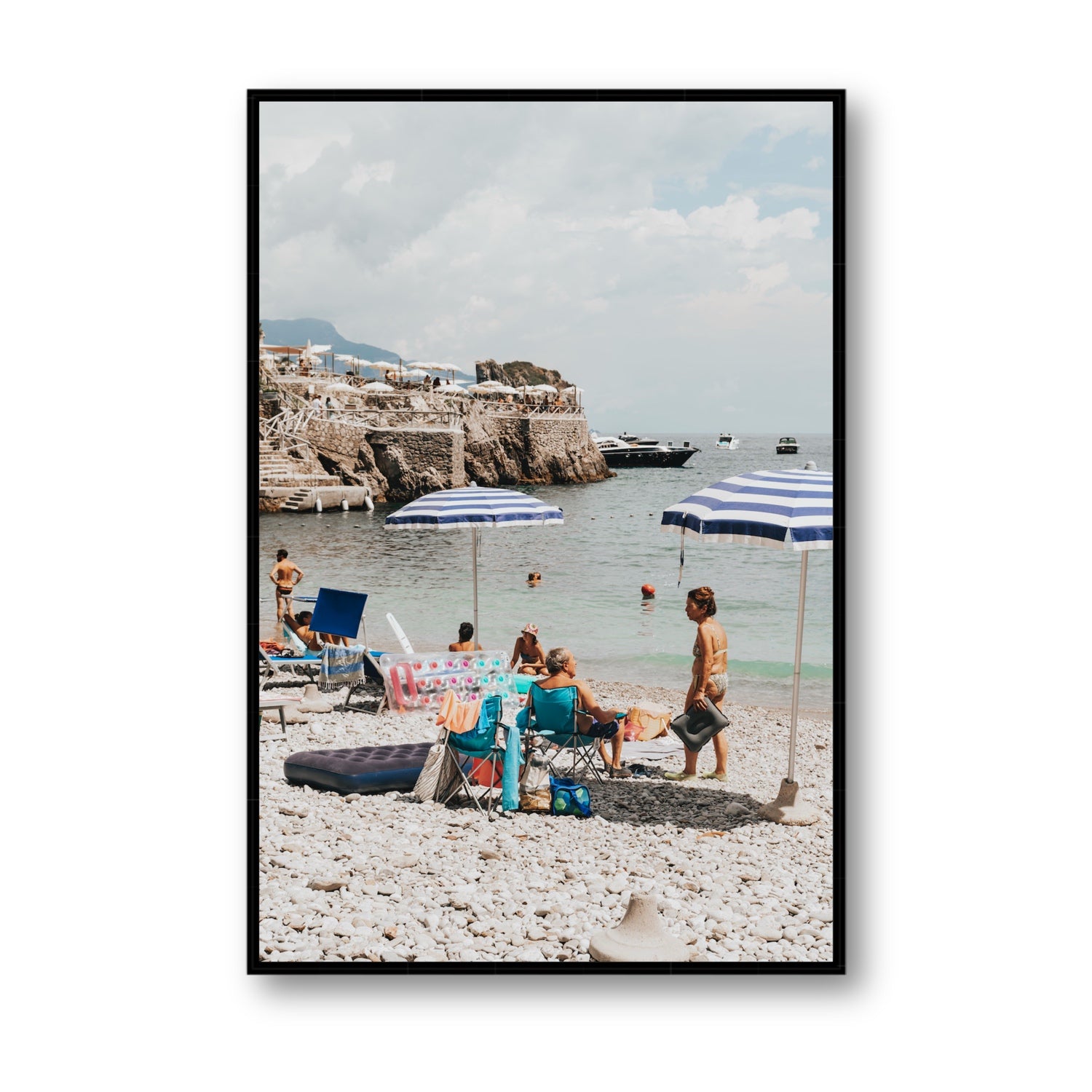 Couple Goals Nerano Amalfi Coast coastal wall art Statement fine art canvas in black float frame