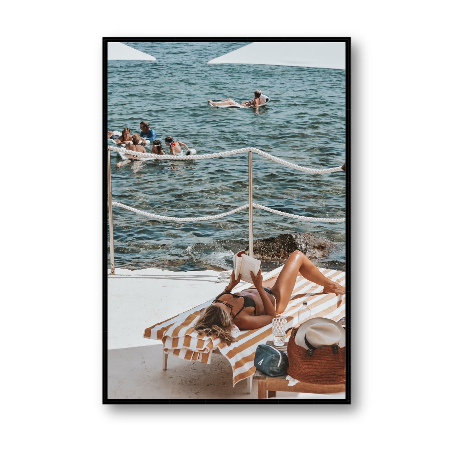 Cloud Nine Tuscany Italian decor wall art Statement fine art canvas in black float frame