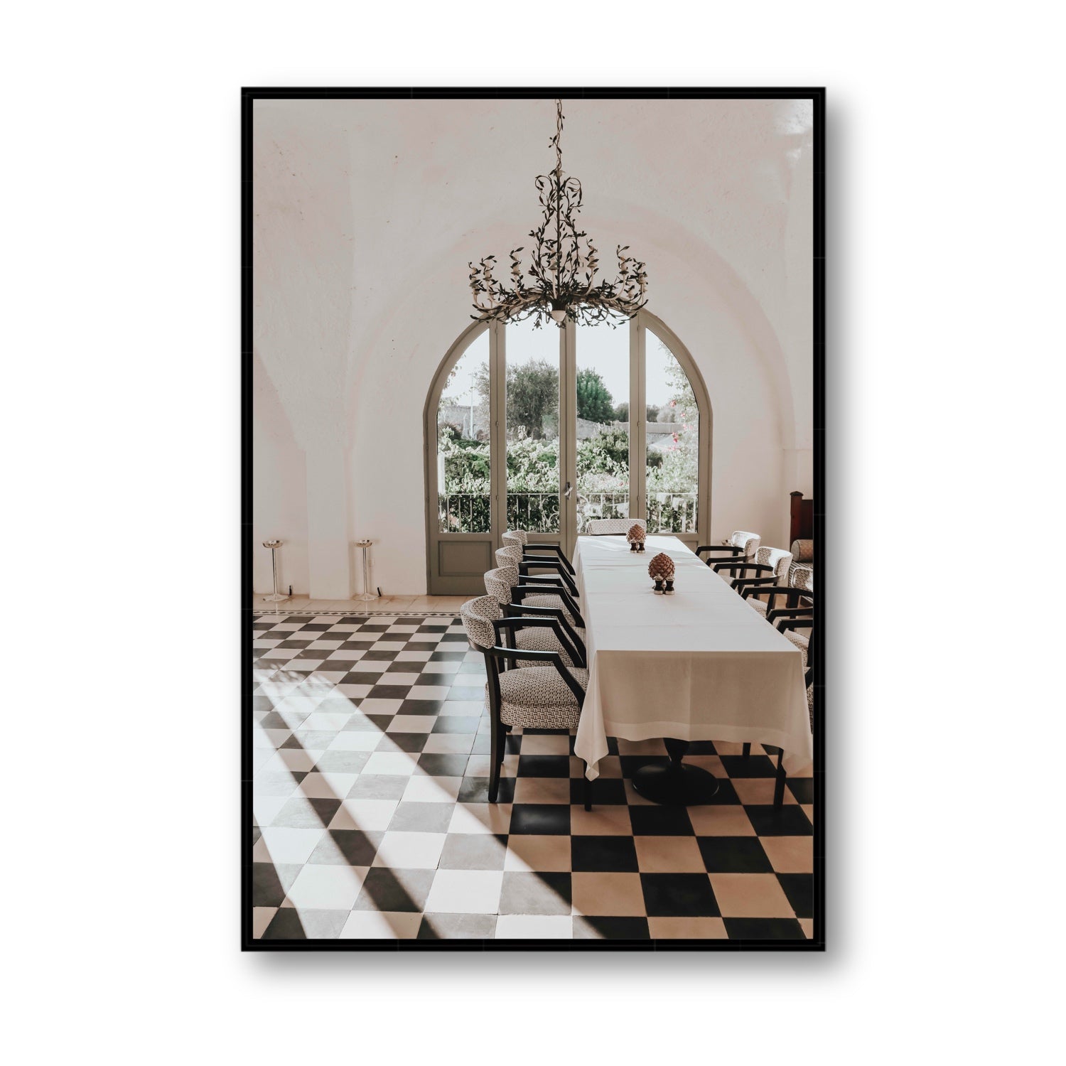 Sunbeam Feast Puglia Wall Italian fine art print Statement fine art canvas in black float frame